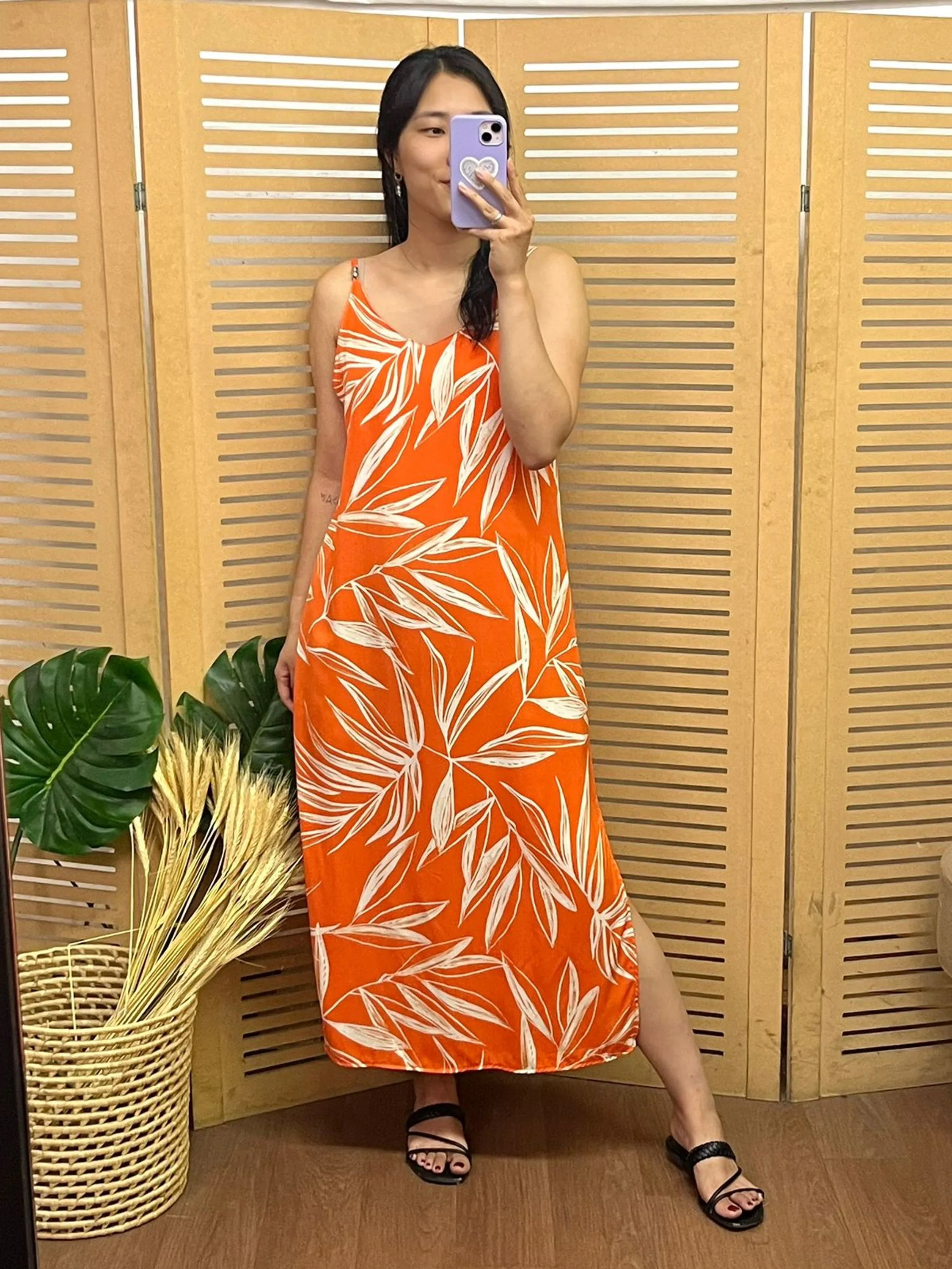 Vestido Alça Midi Viscose Sarjada estampado 271