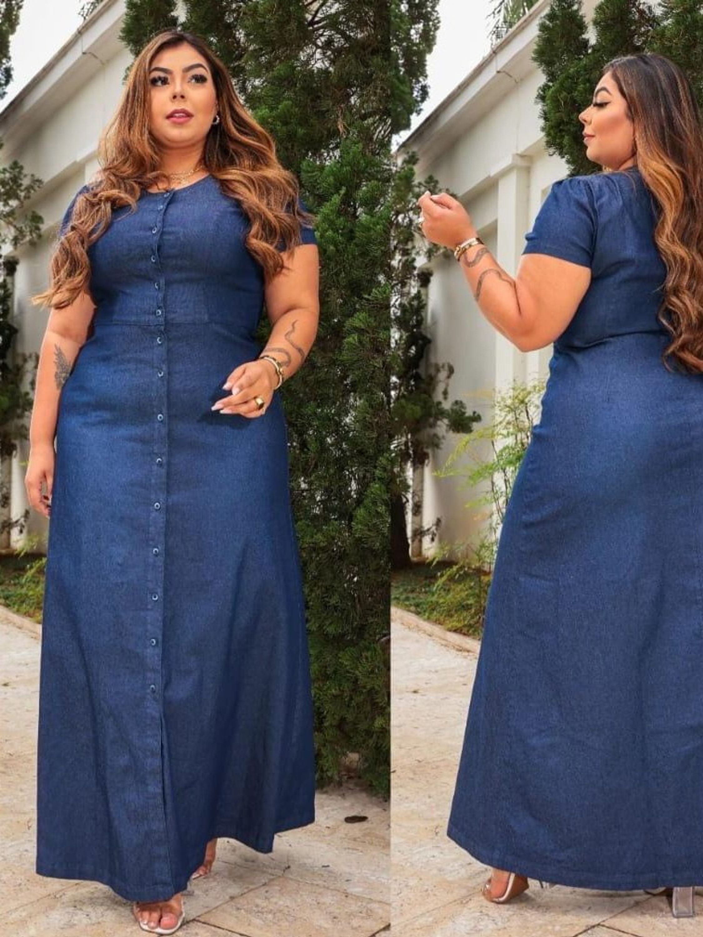 Vestido longo plus size.