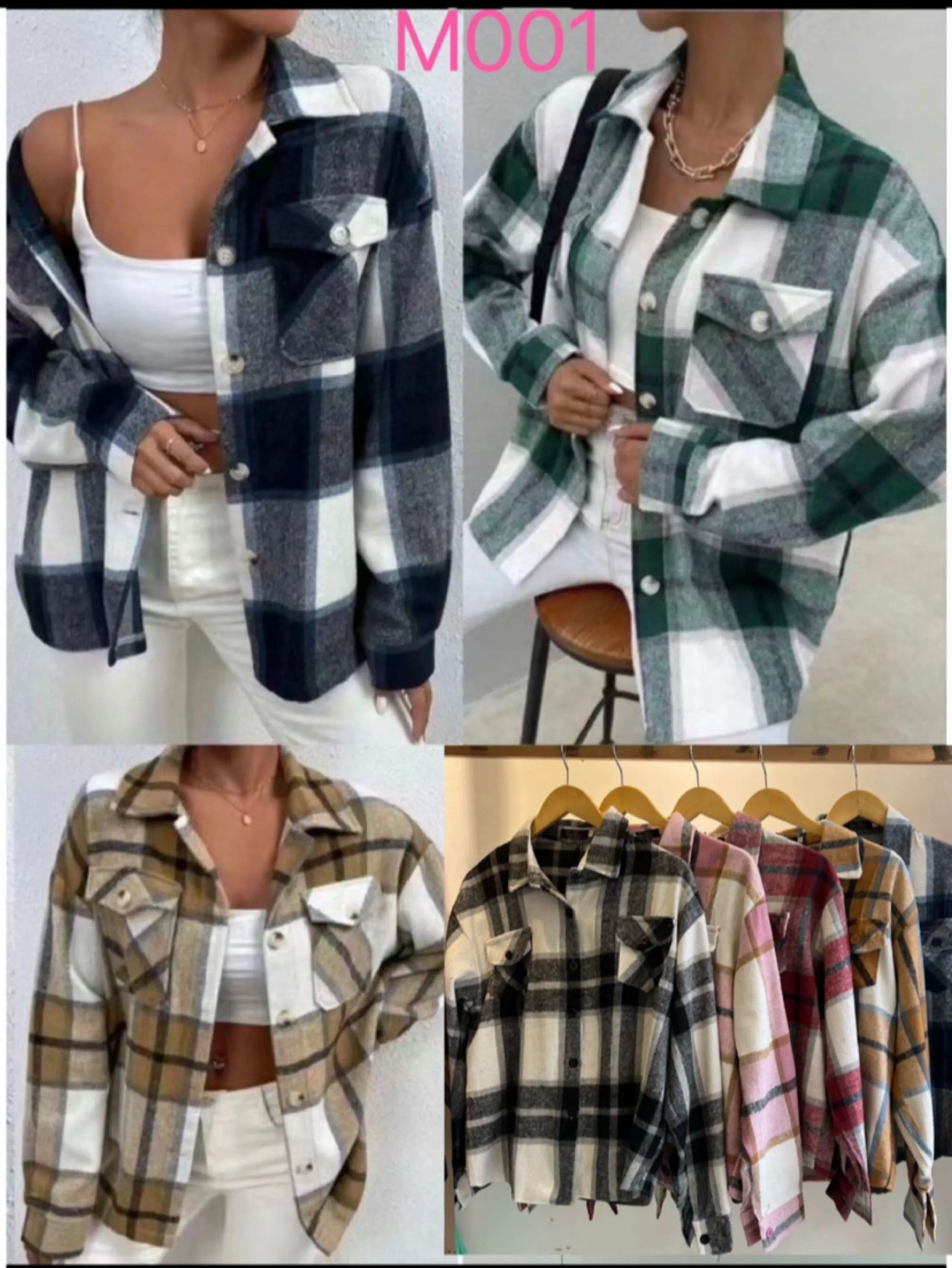 Casaco de xadrez flanelada  moda feminina (M001)