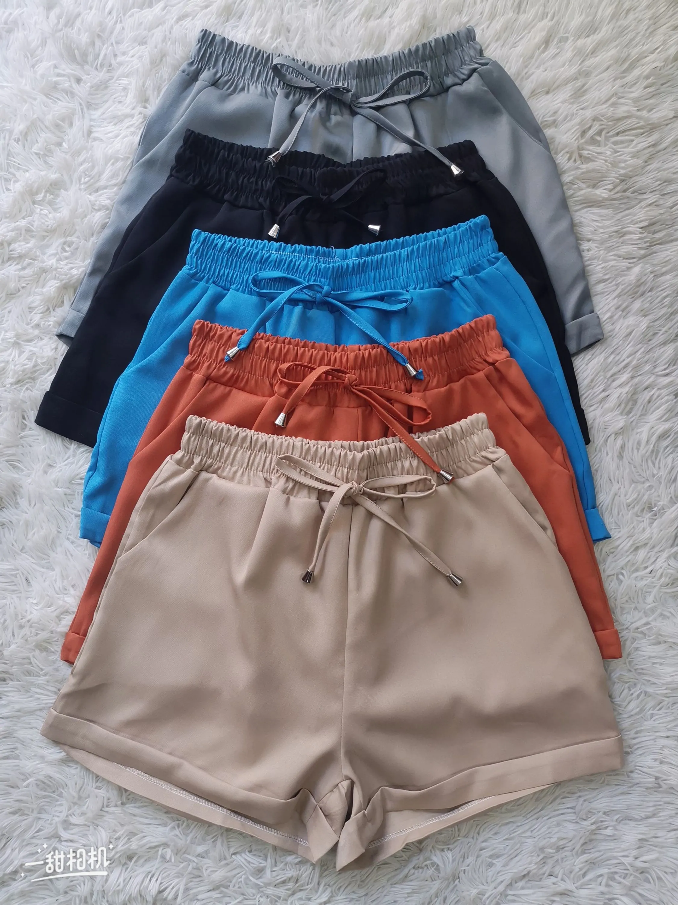 Shorts alfaiataria feminina com elástico 117#