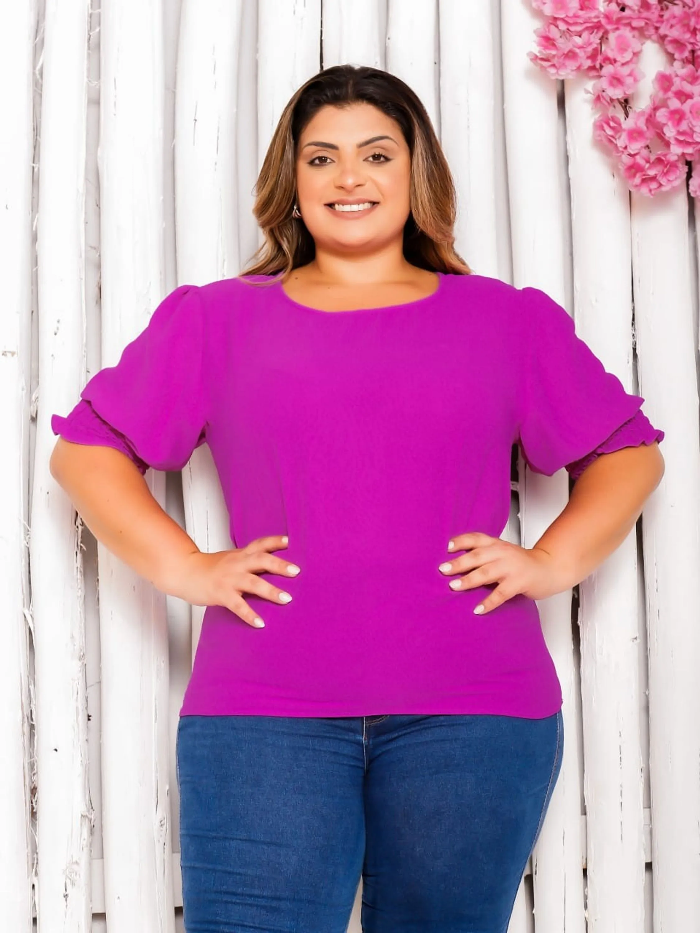 Blusa Plus Size Duna Elastex na Manga