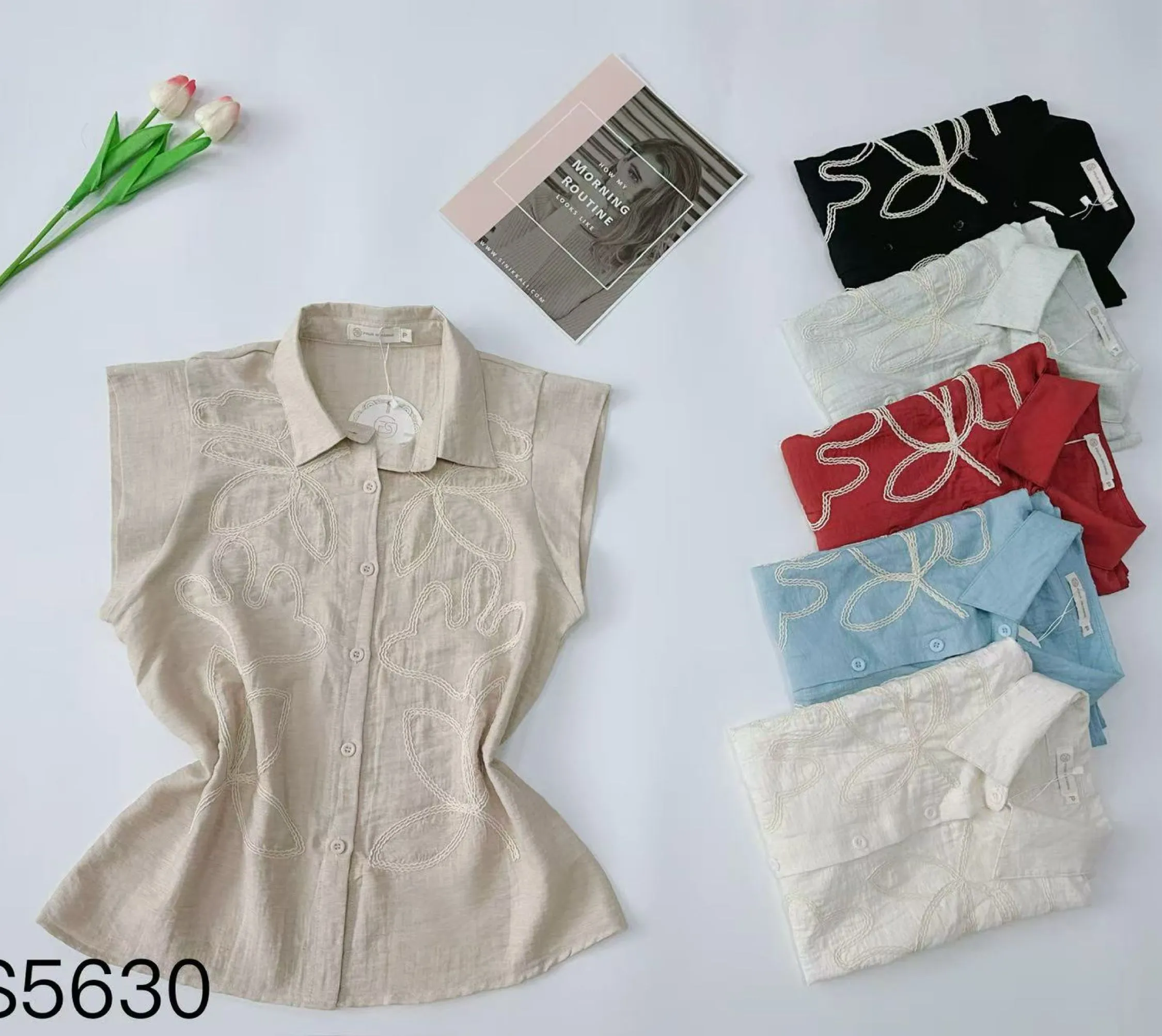 Camisa com bordado feminina   Enzo