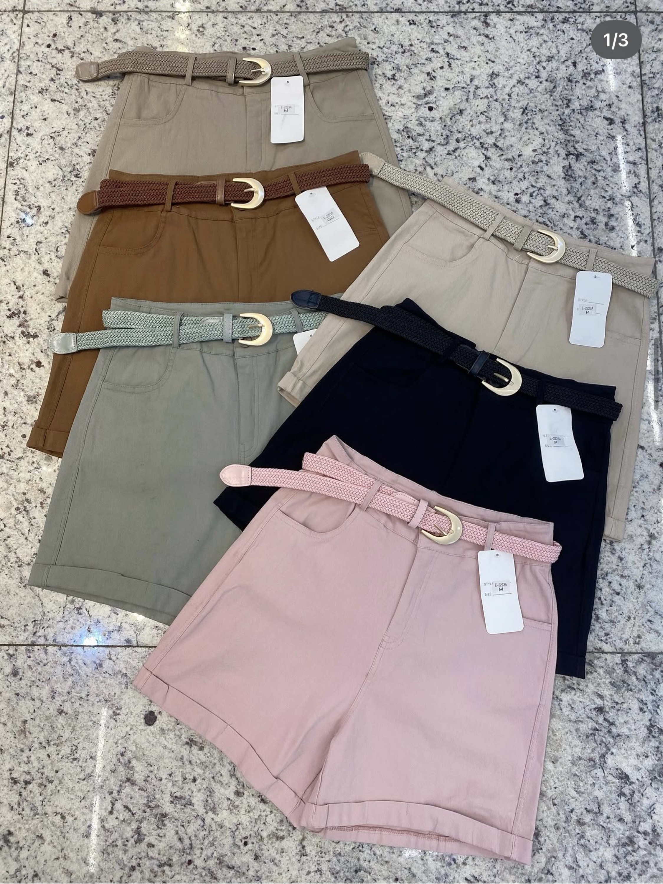 Short com cinto com elástico feminina    Enzo