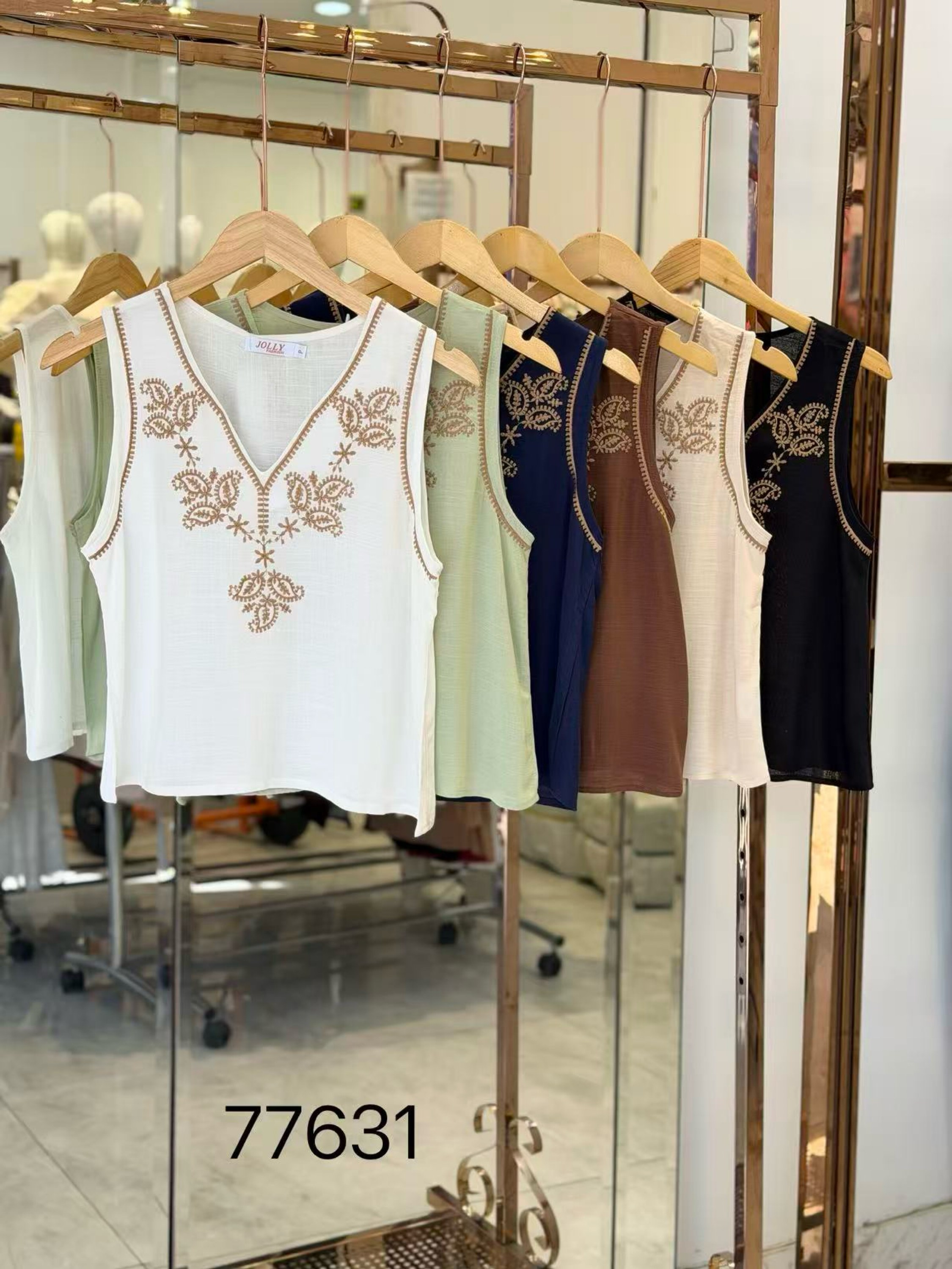 Blusa sem manga com bordado feminina   Enzo