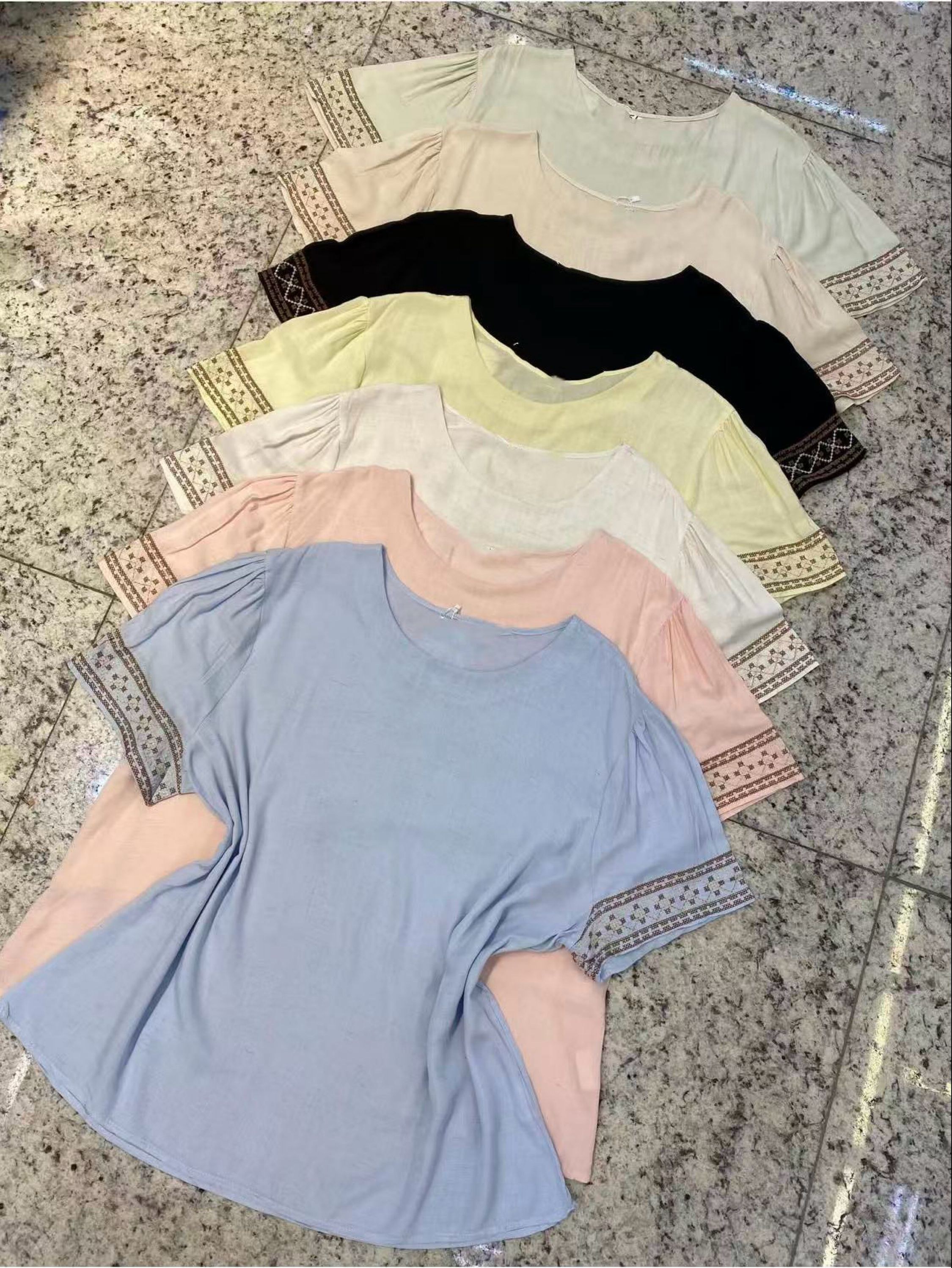 Blusa manga com bordado feminina g1 g2 g3    Enzo