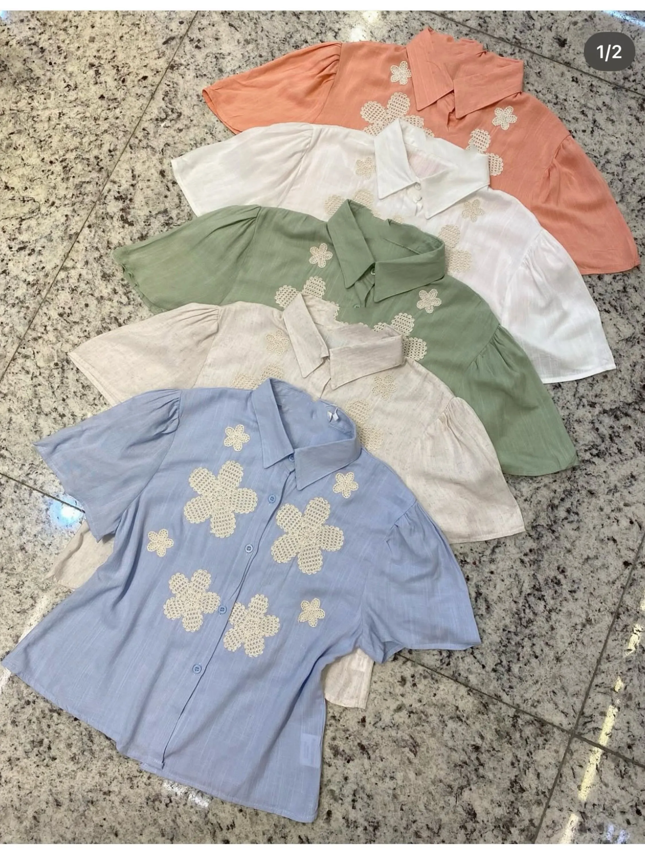 Camisa manga curta com bordado feminina   Enzo