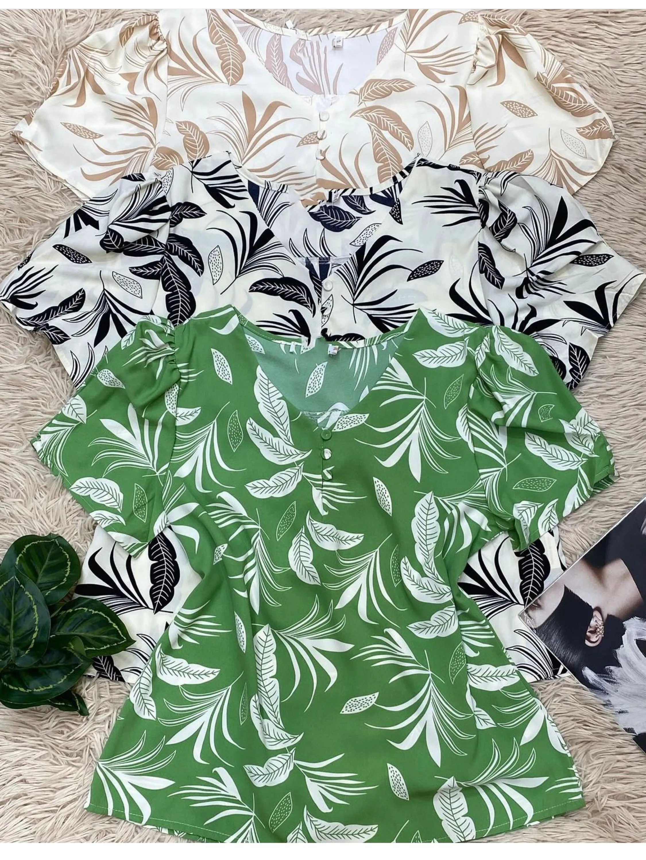 Blusa manga curta tecido poliéster   Enzo