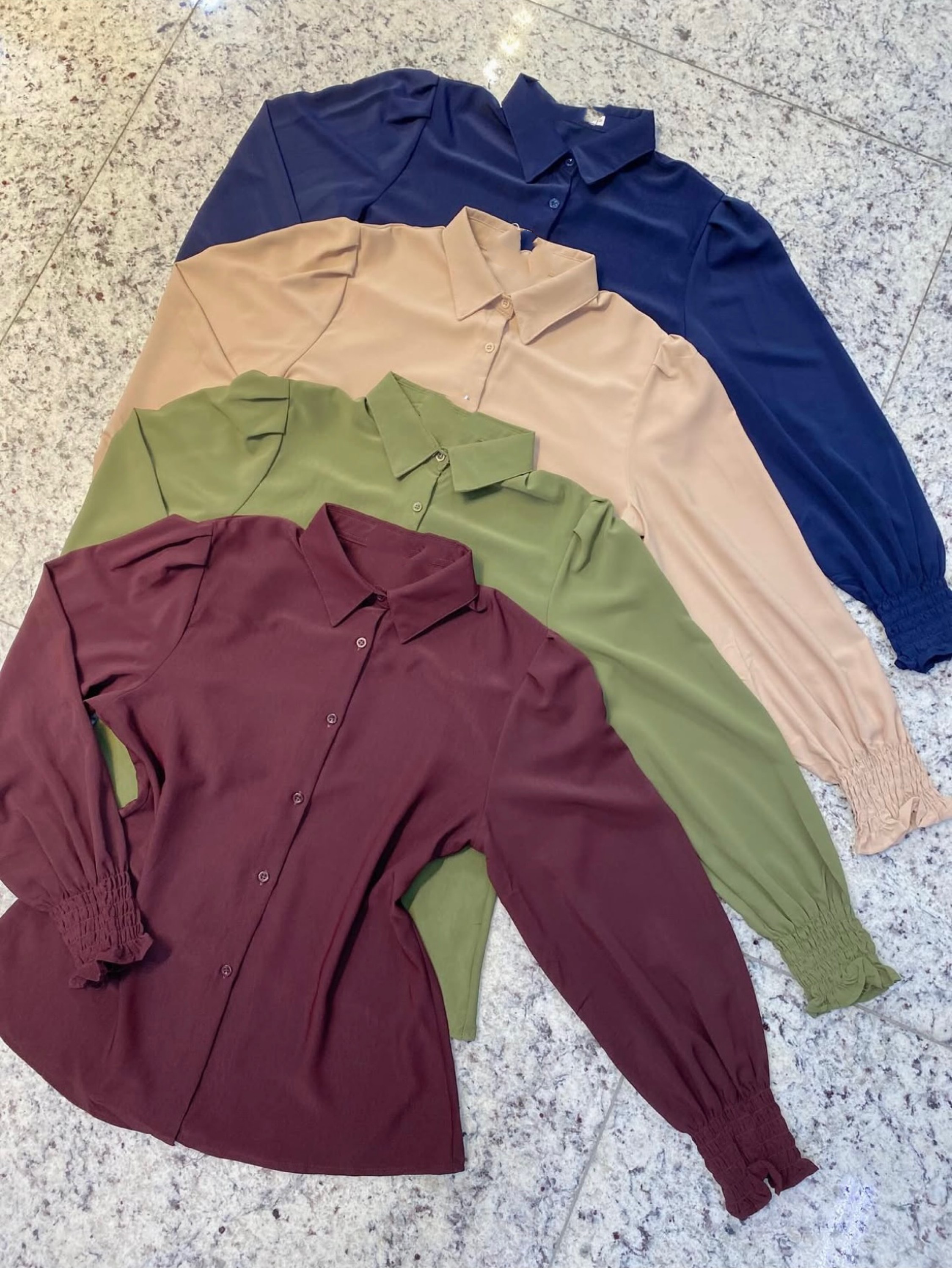 Camisa manga longa com elástico feminina    Enzo