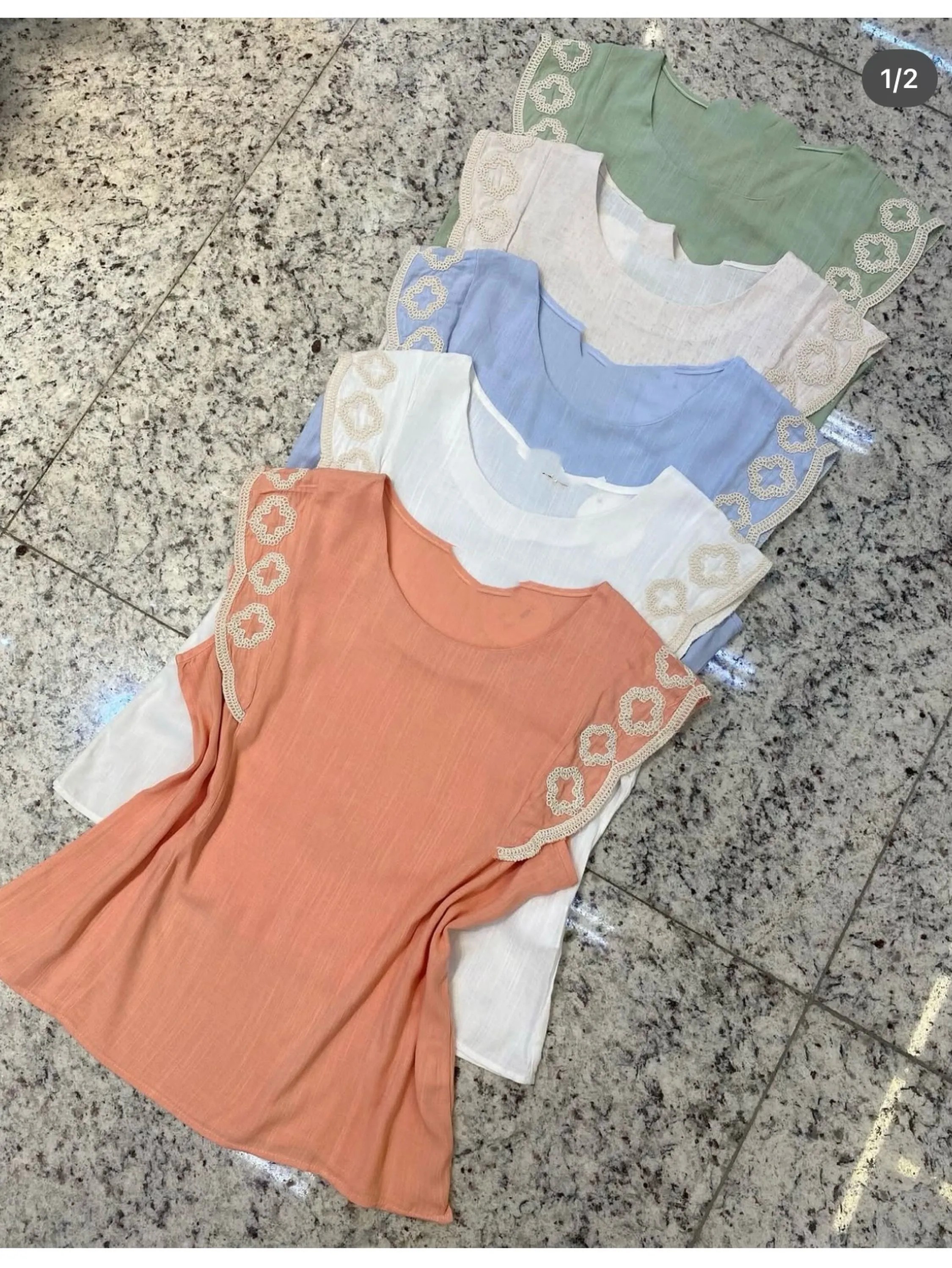 Blusa manga bordada tecido linho feminina   Enzo