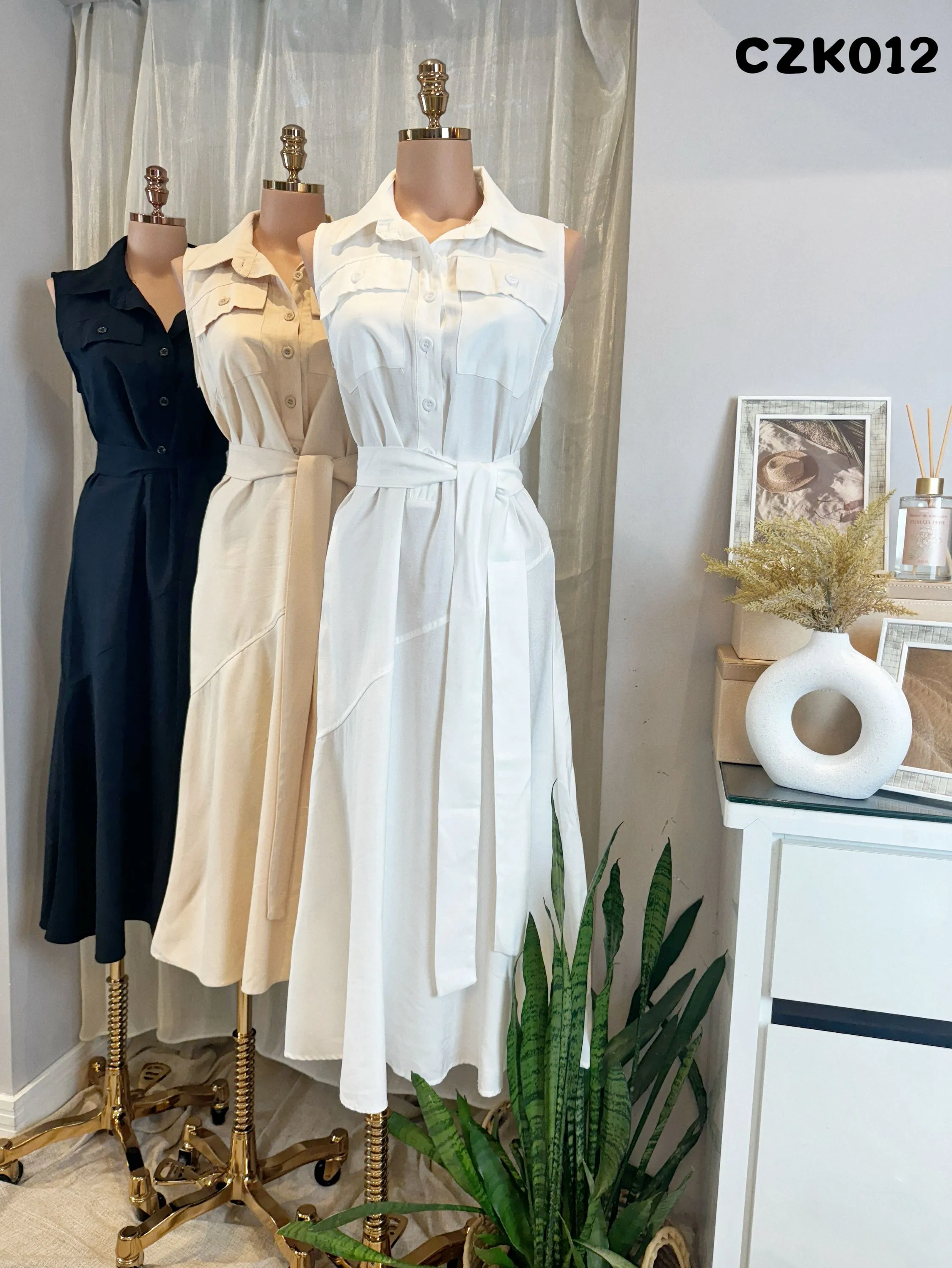 CZK012 Vestido tecido marrant