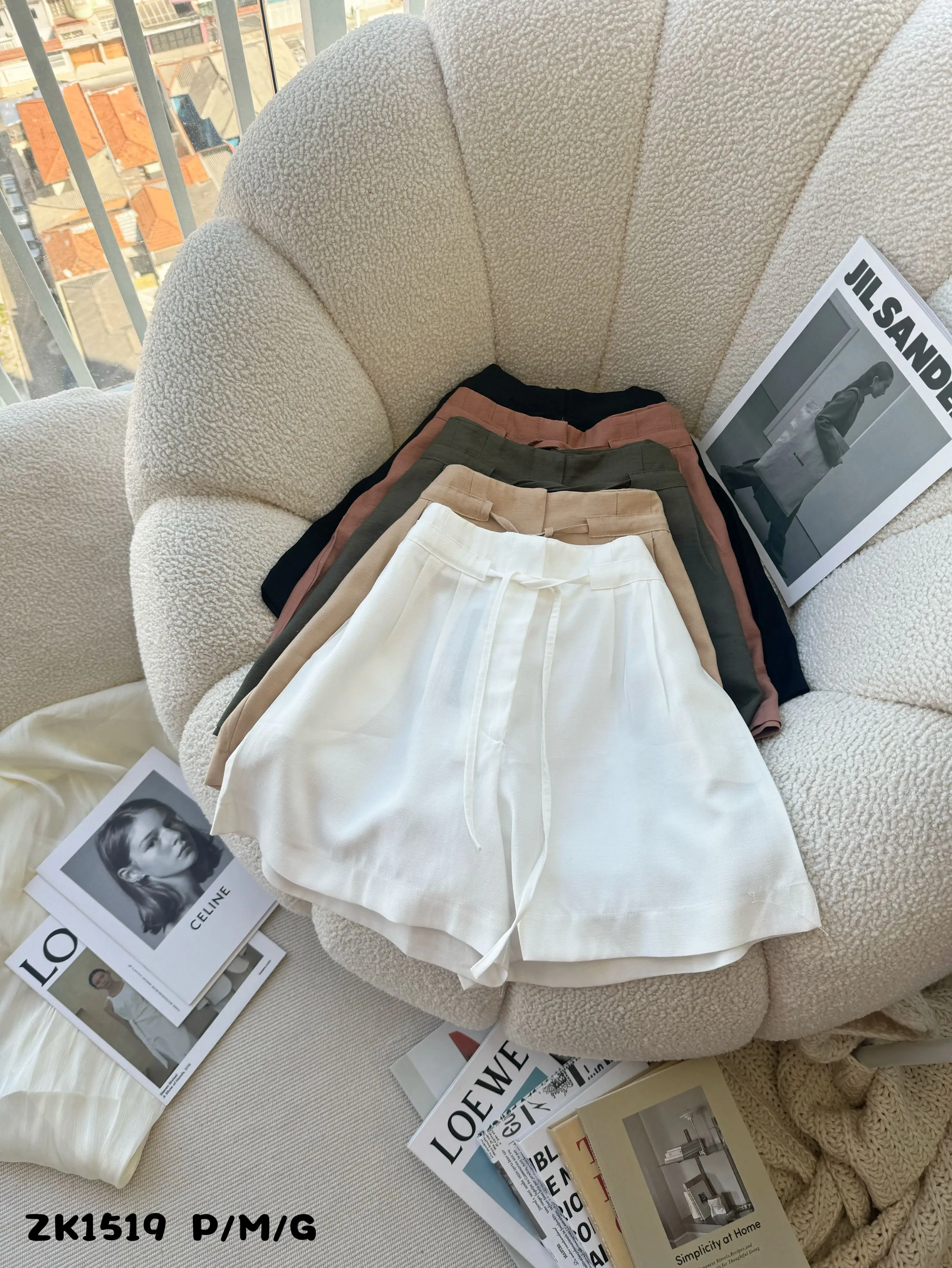 Zk1519 Shorts tecido marrant
