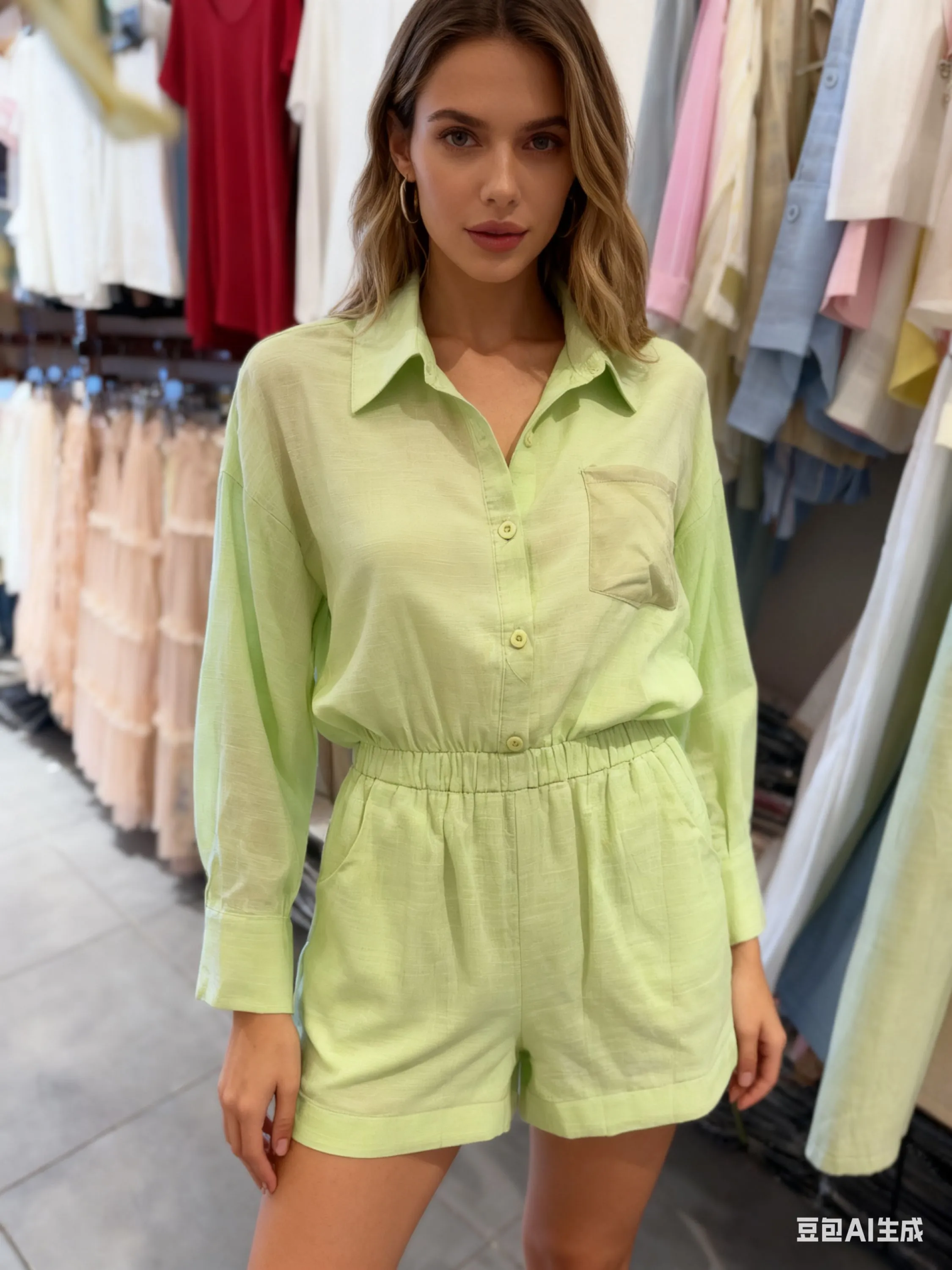 Conjunto de linho camisa com short