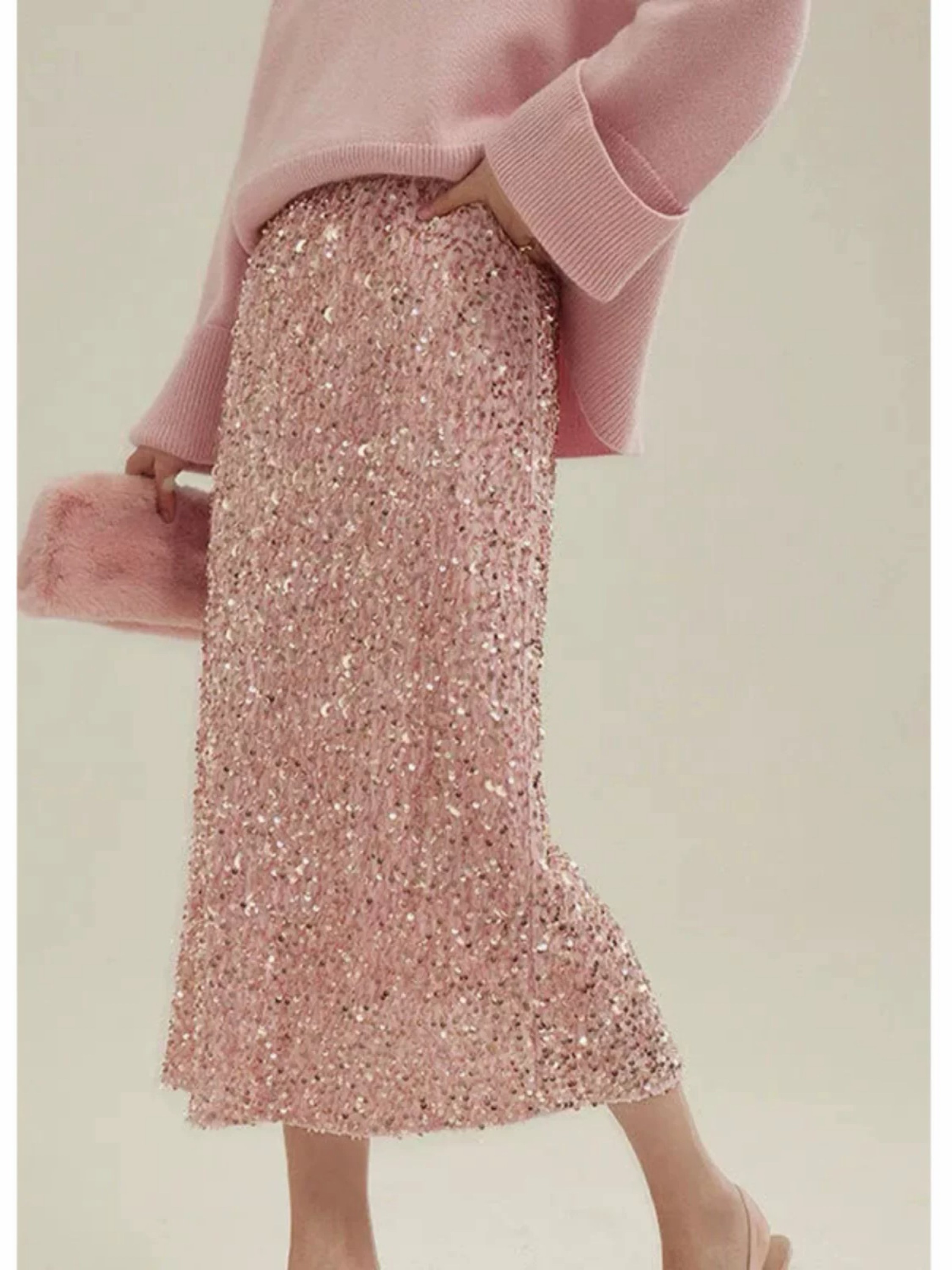 Saia midi de paetês, brilhante e elegante ✨