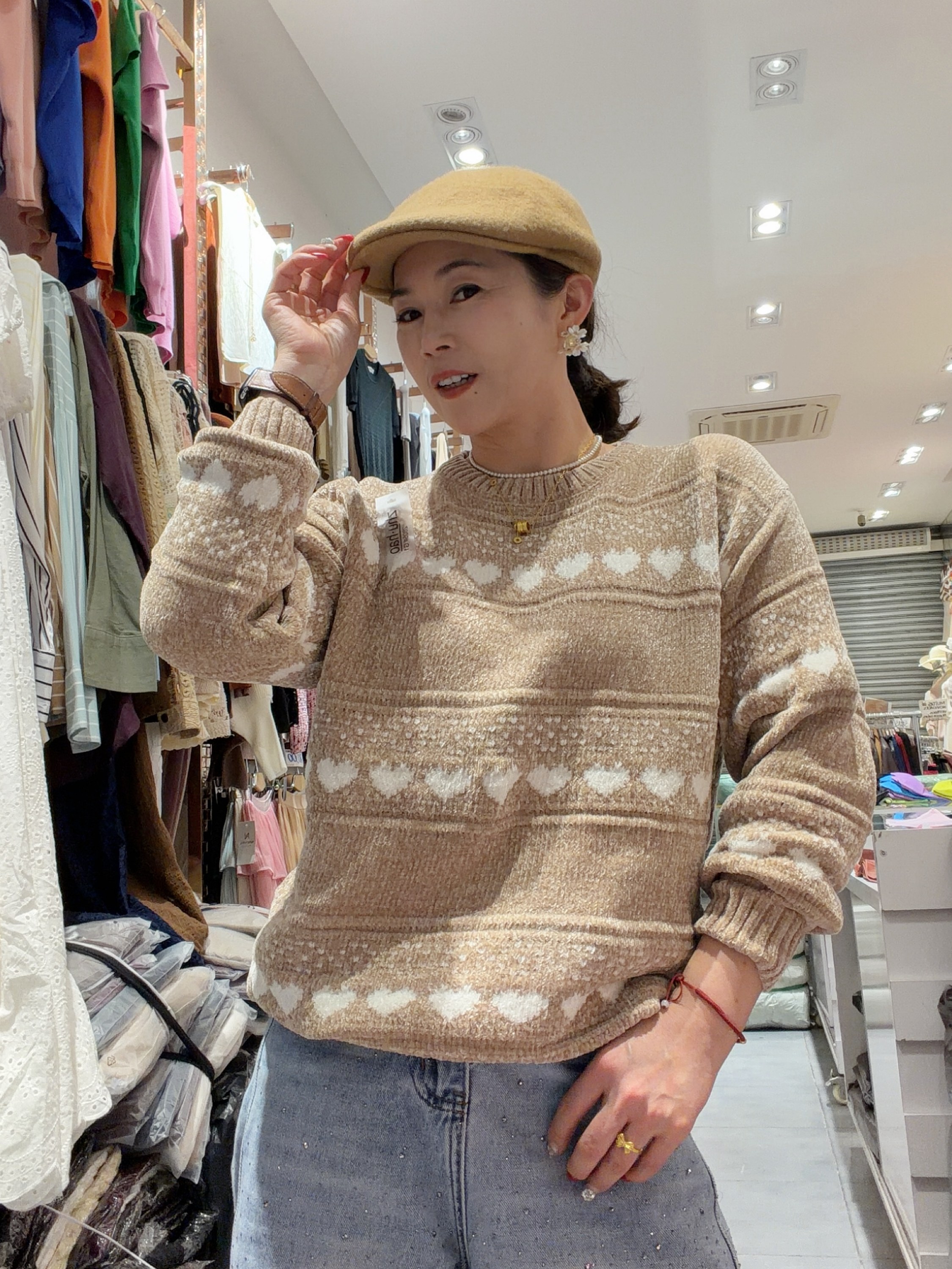 Suéter de chenille com estampa de 💝