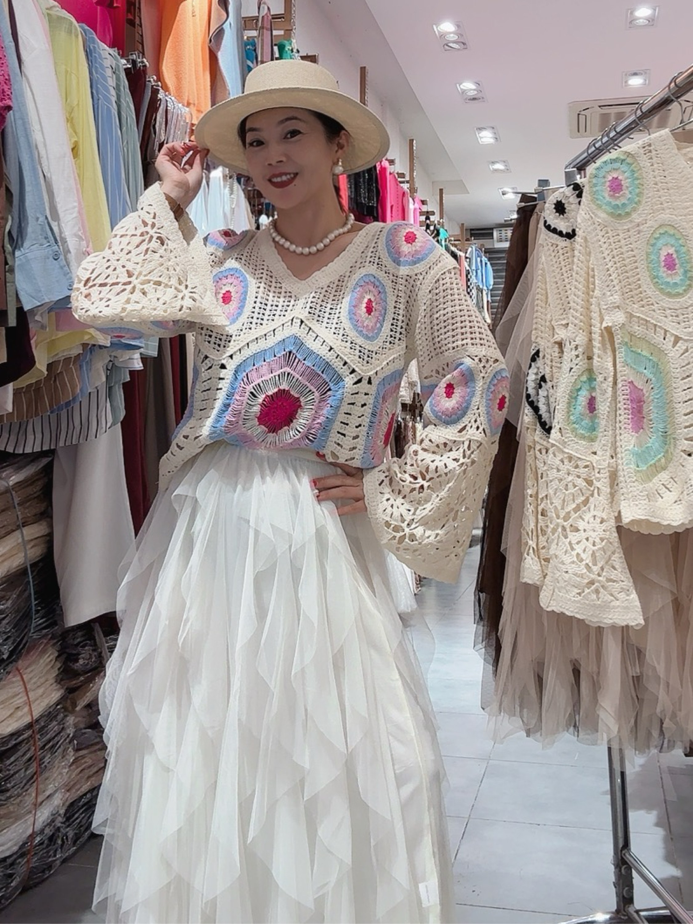 Blusa de crochê colorido