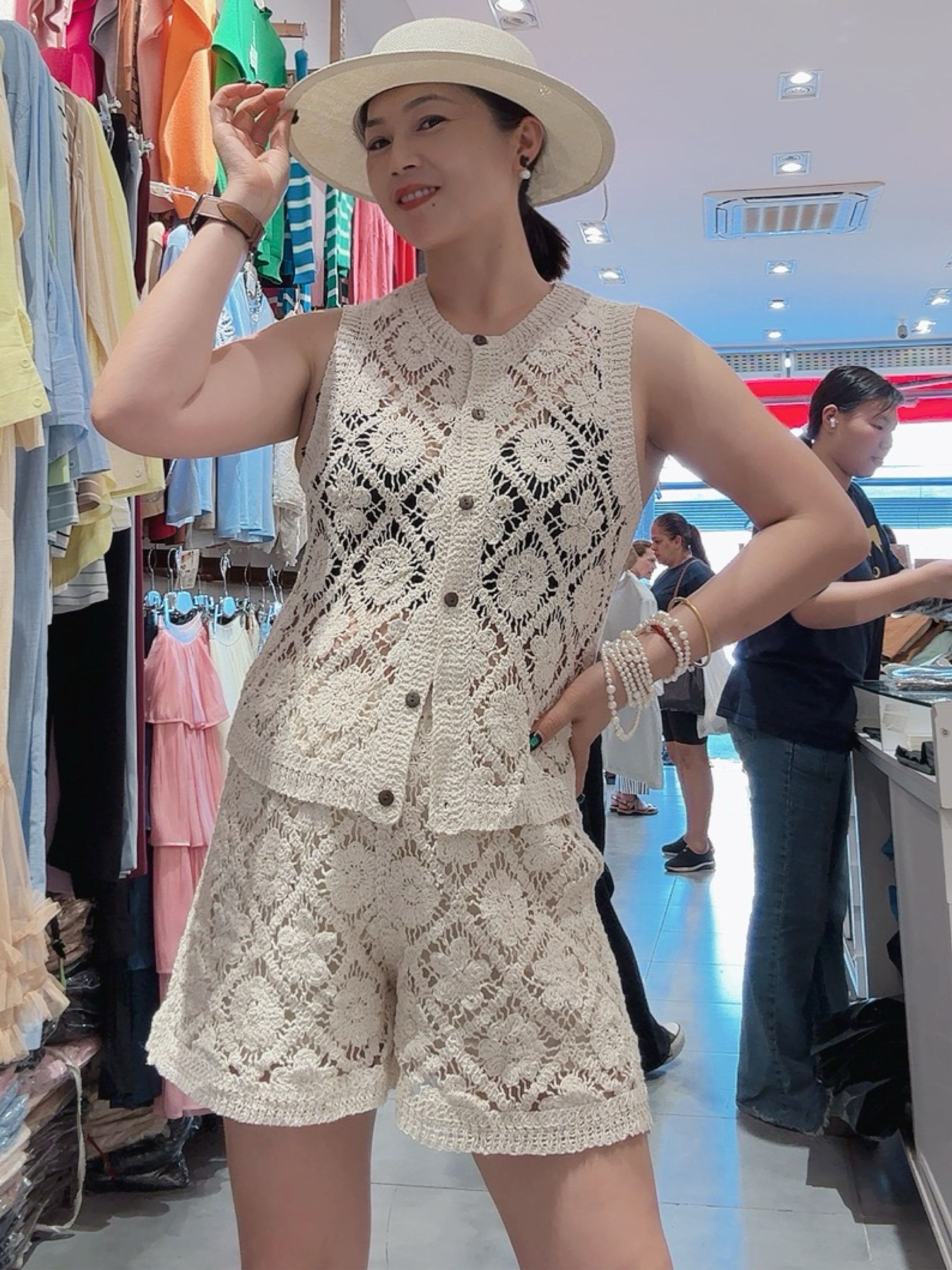 Conjunto de crochê colete com short