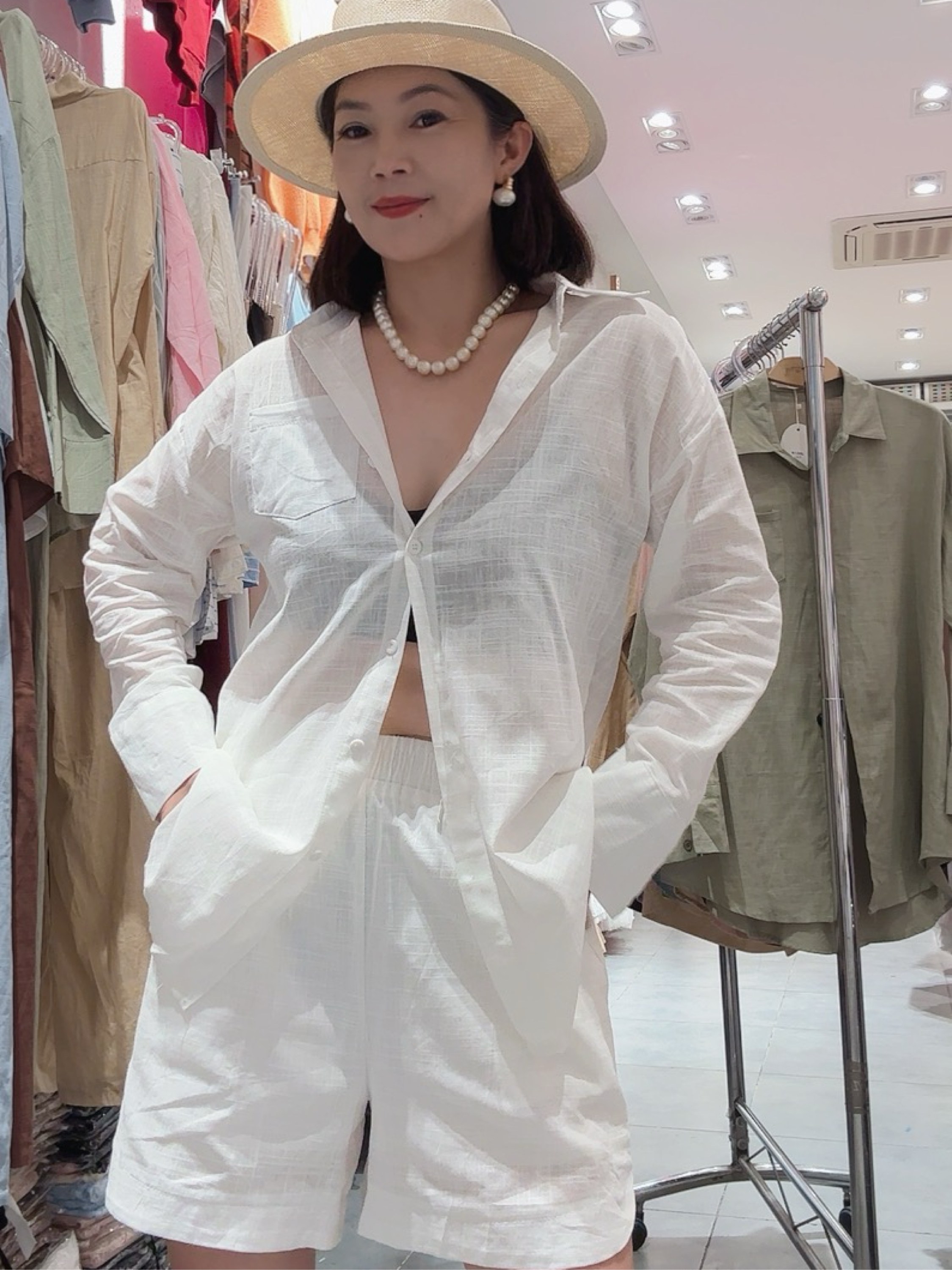 Conjunto de linho camisa com short