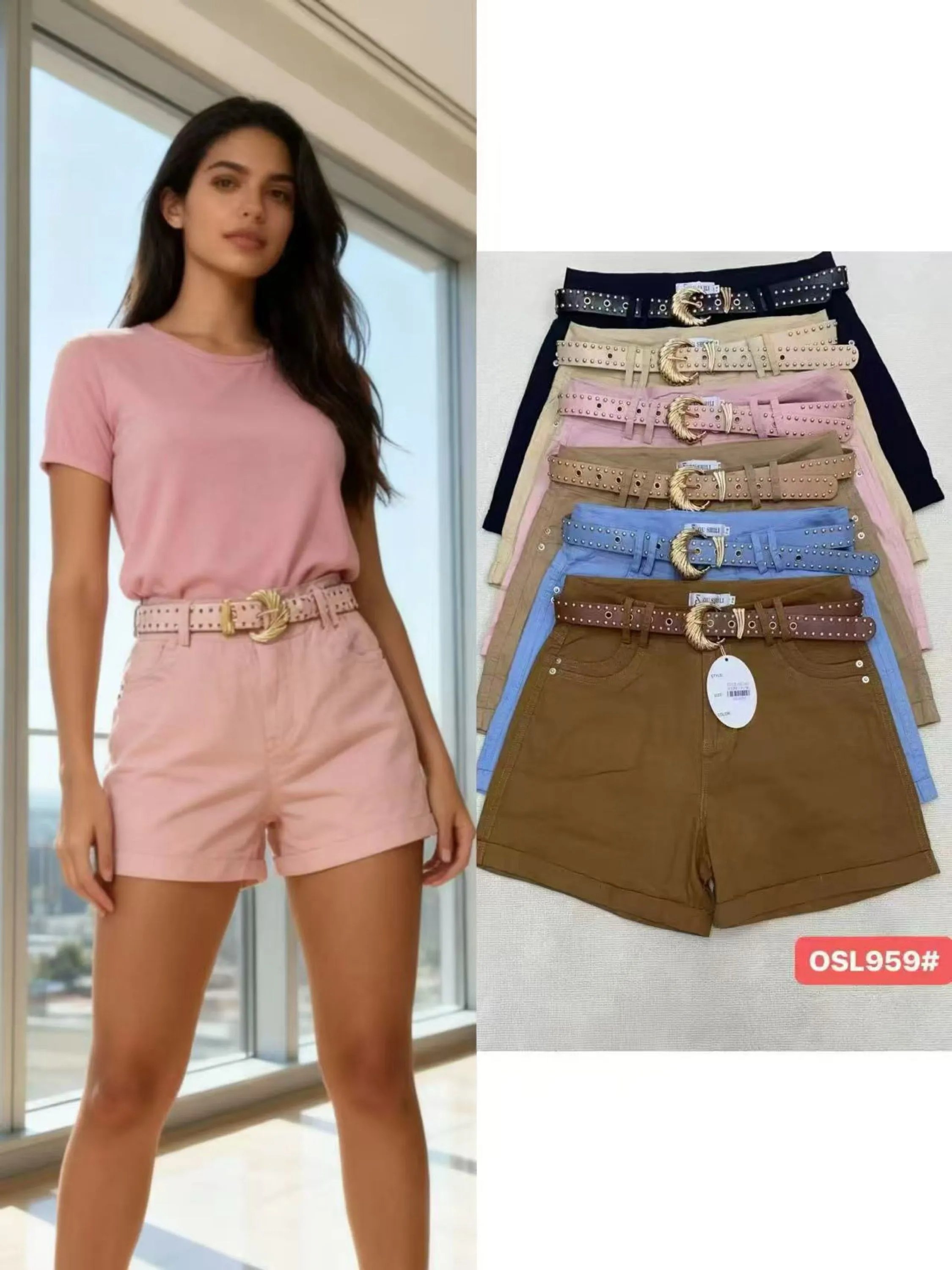 Shorts sarja com cinto