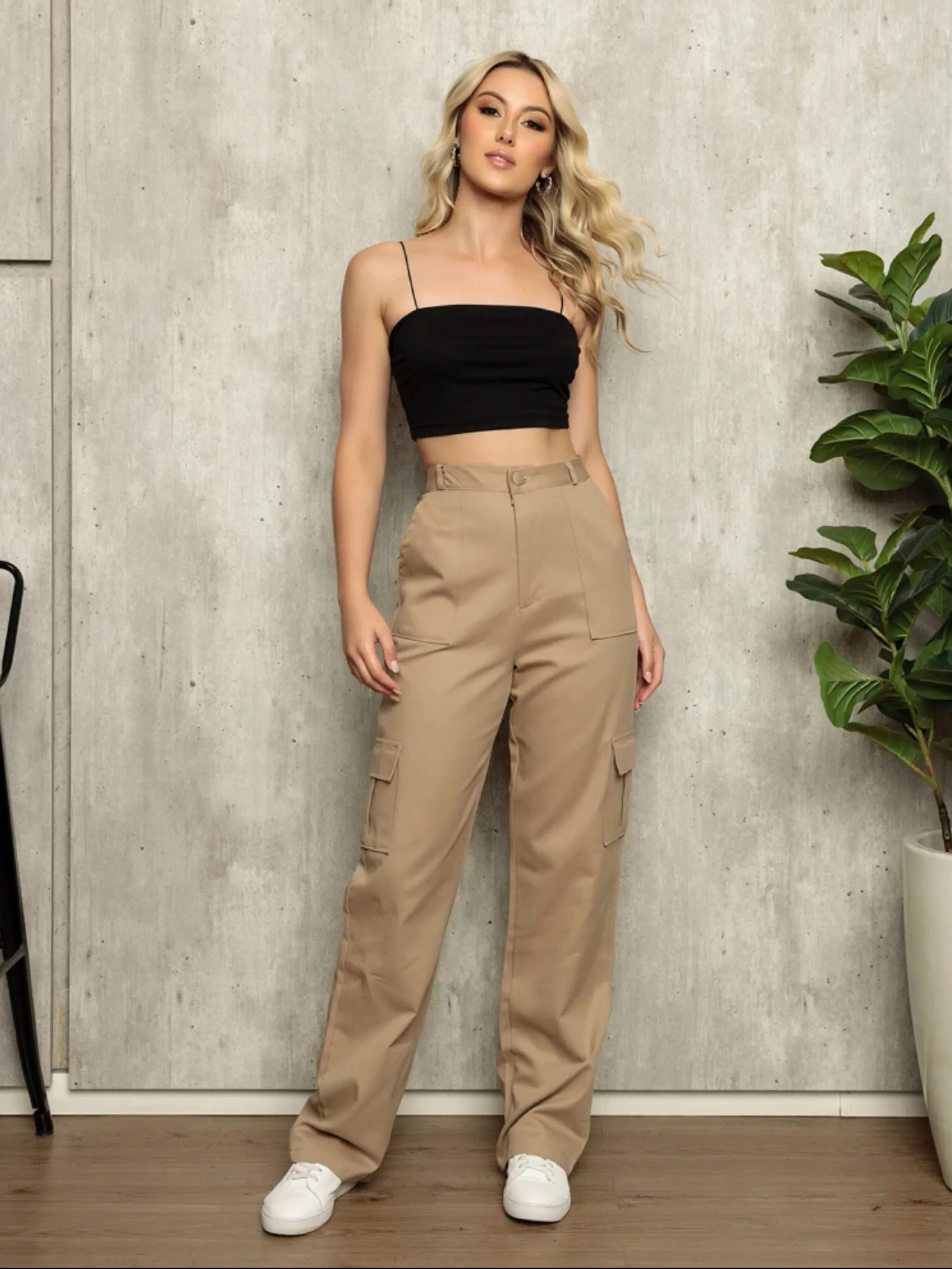 Calça Cargo pantalona