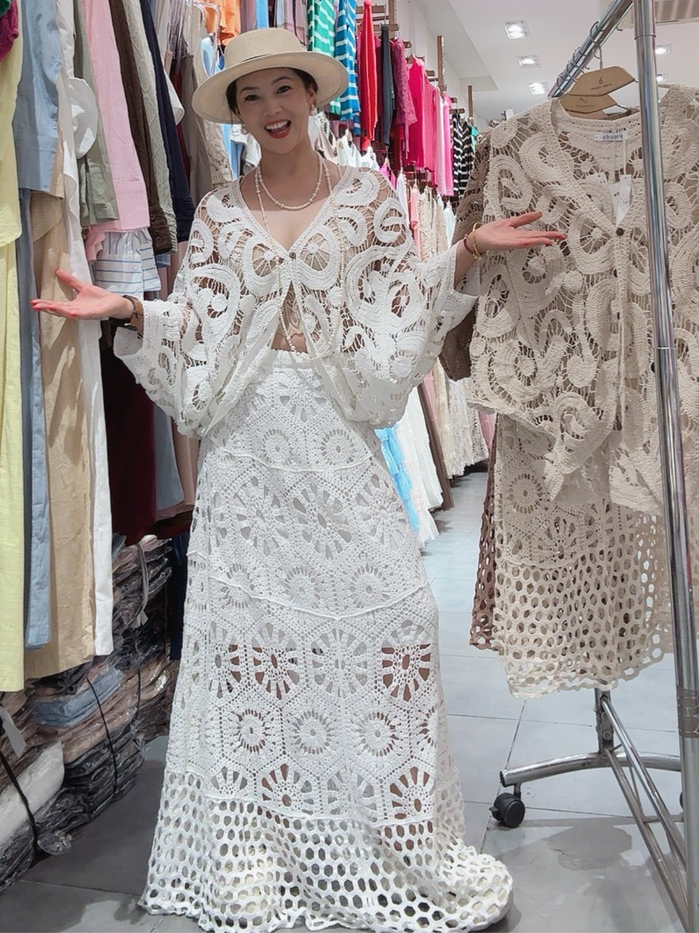 Blusa de crochê kimono