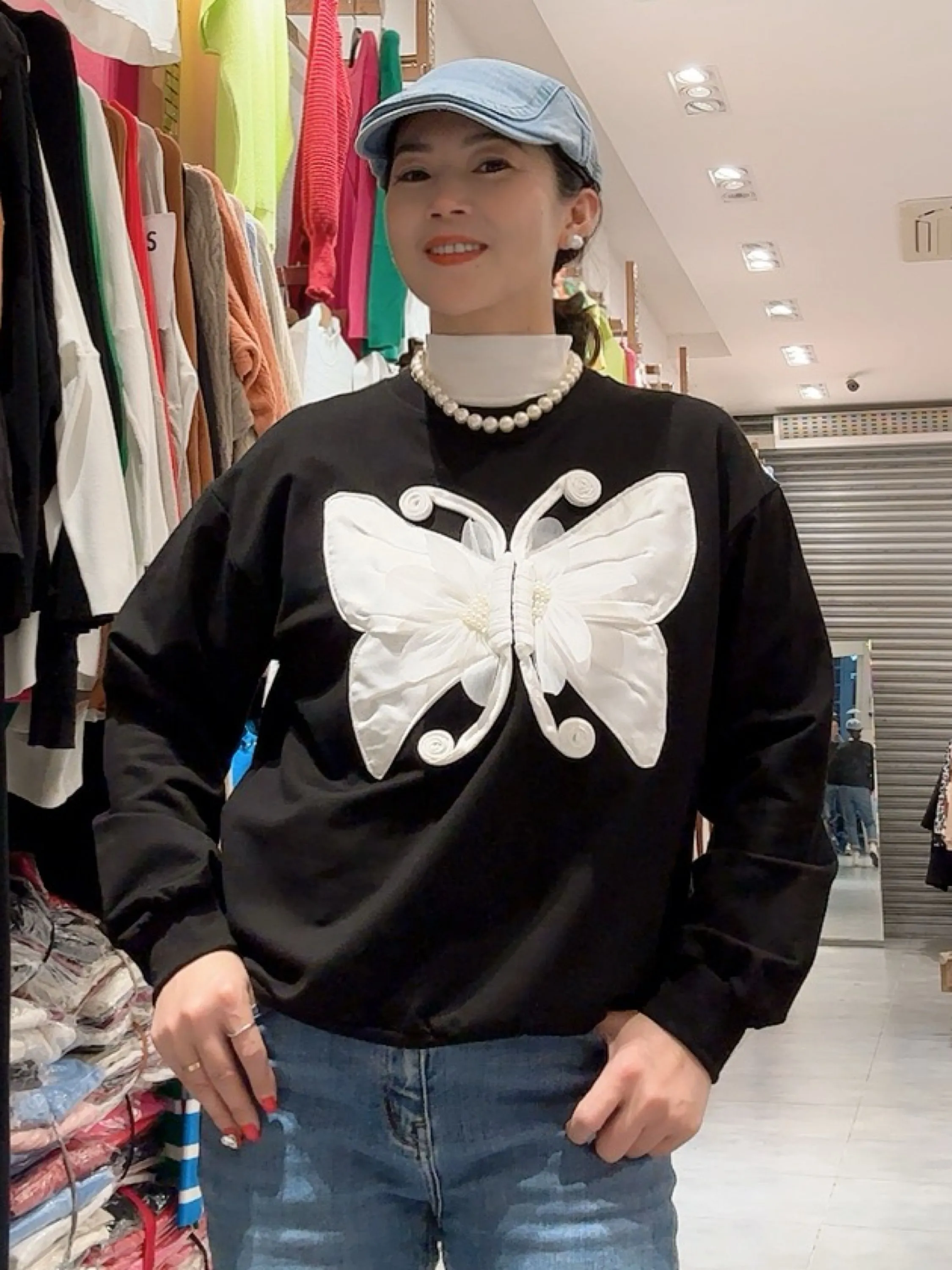 Novas moletom com Borboleta