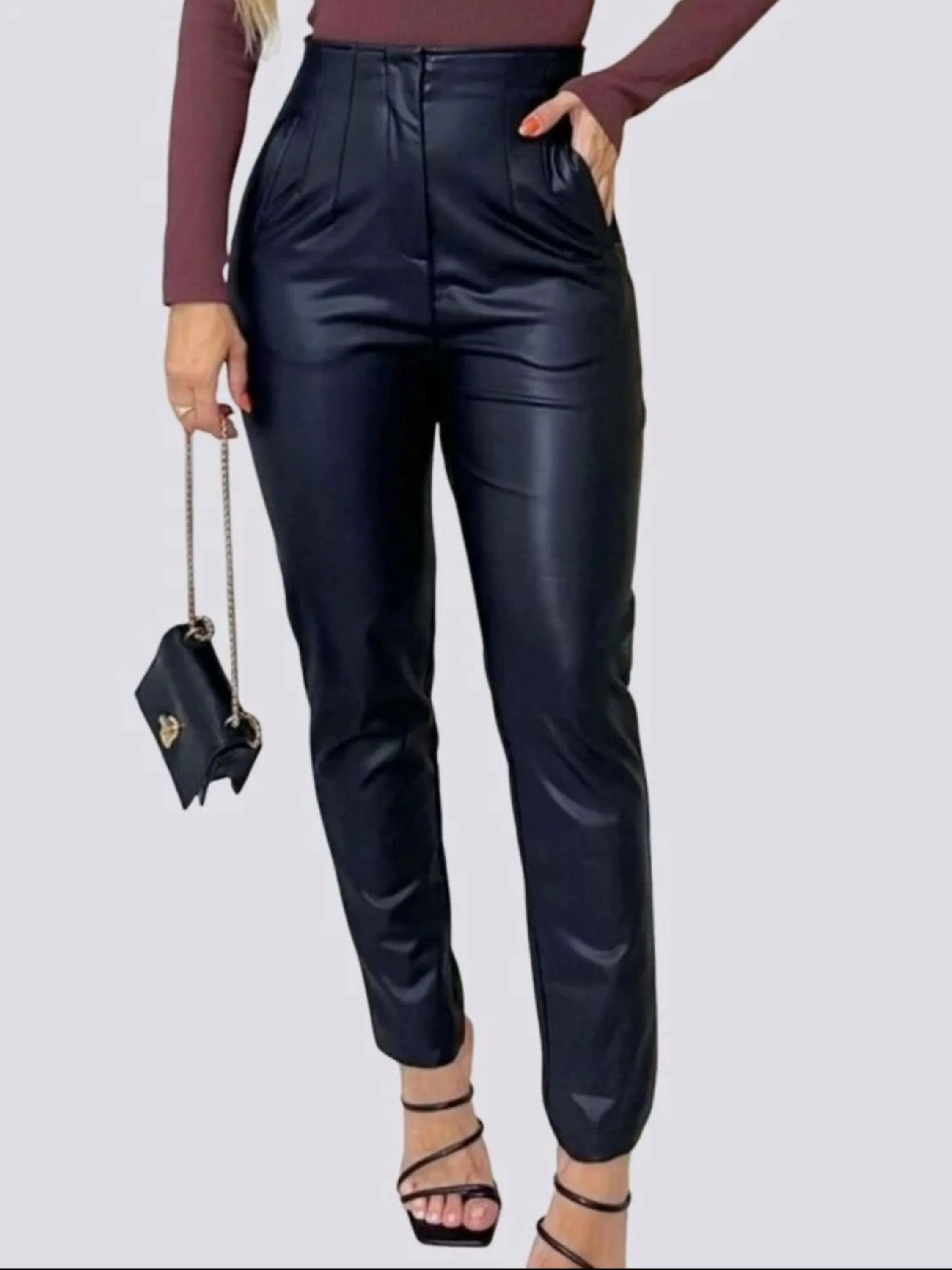 Lançamento de inverno calça couro zara