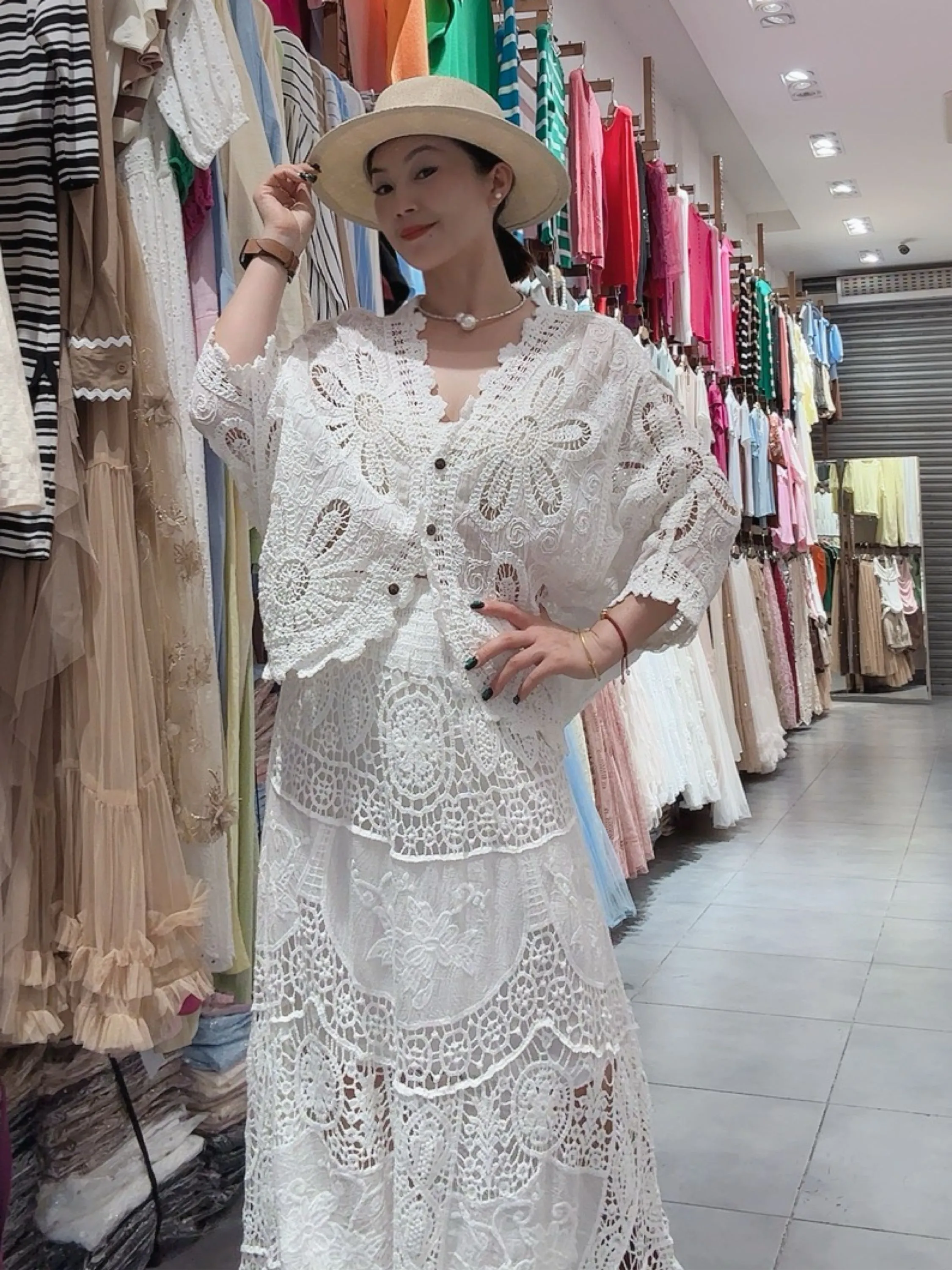 Blusa de crochê kimono