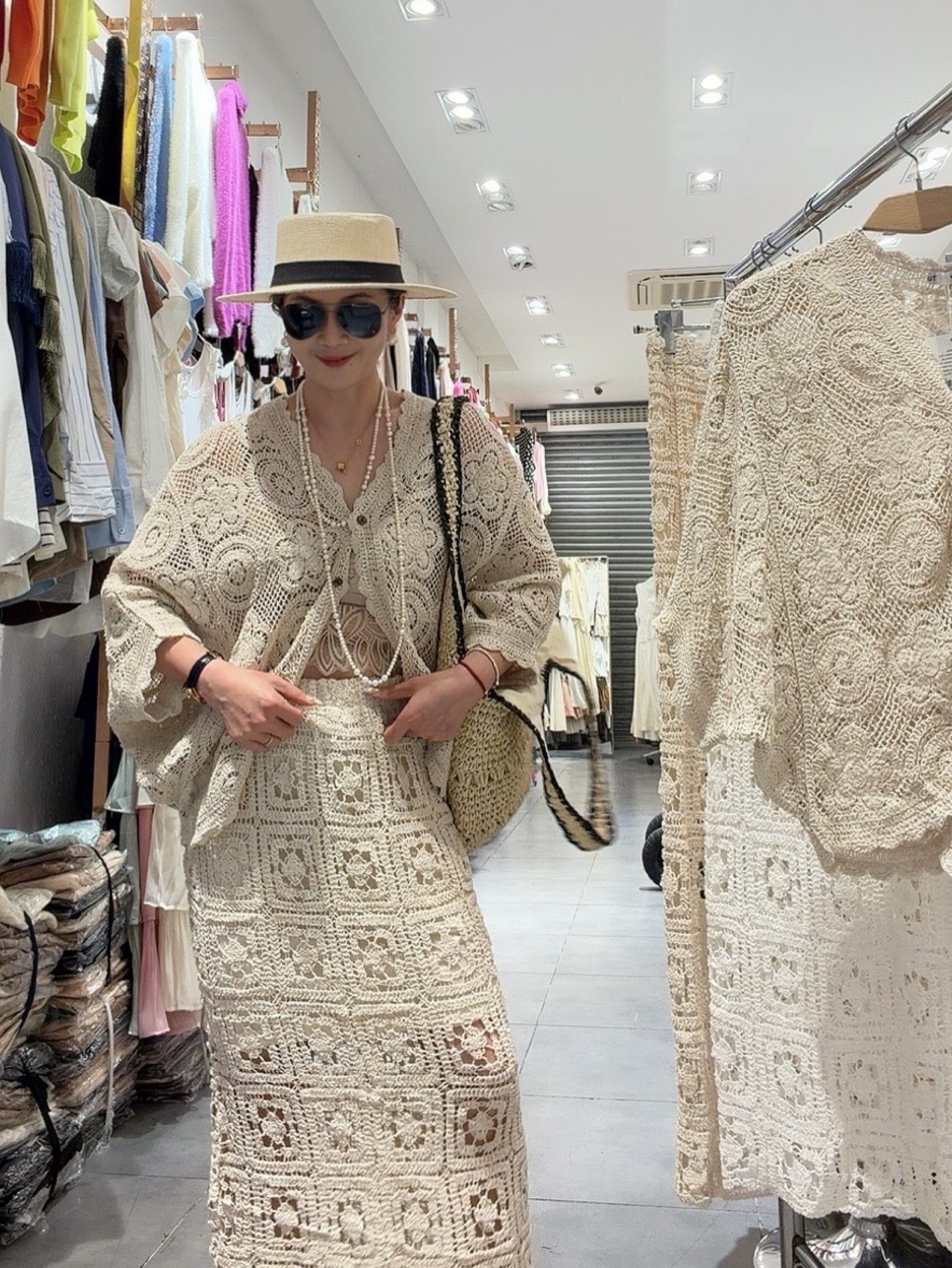 Saia longa crochê com recortes ✨estilo boho muito charmosa