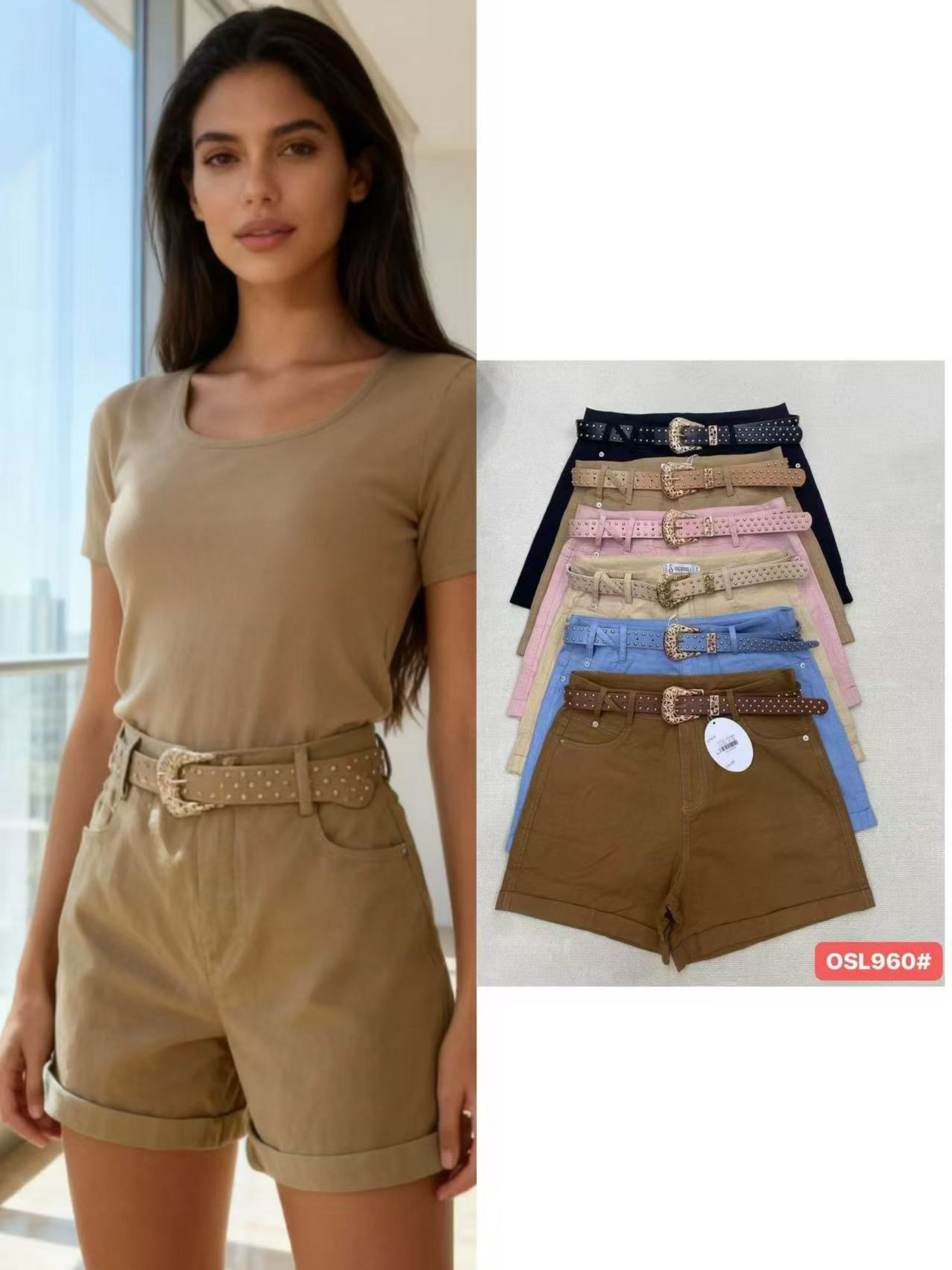 Short de linho com cinto