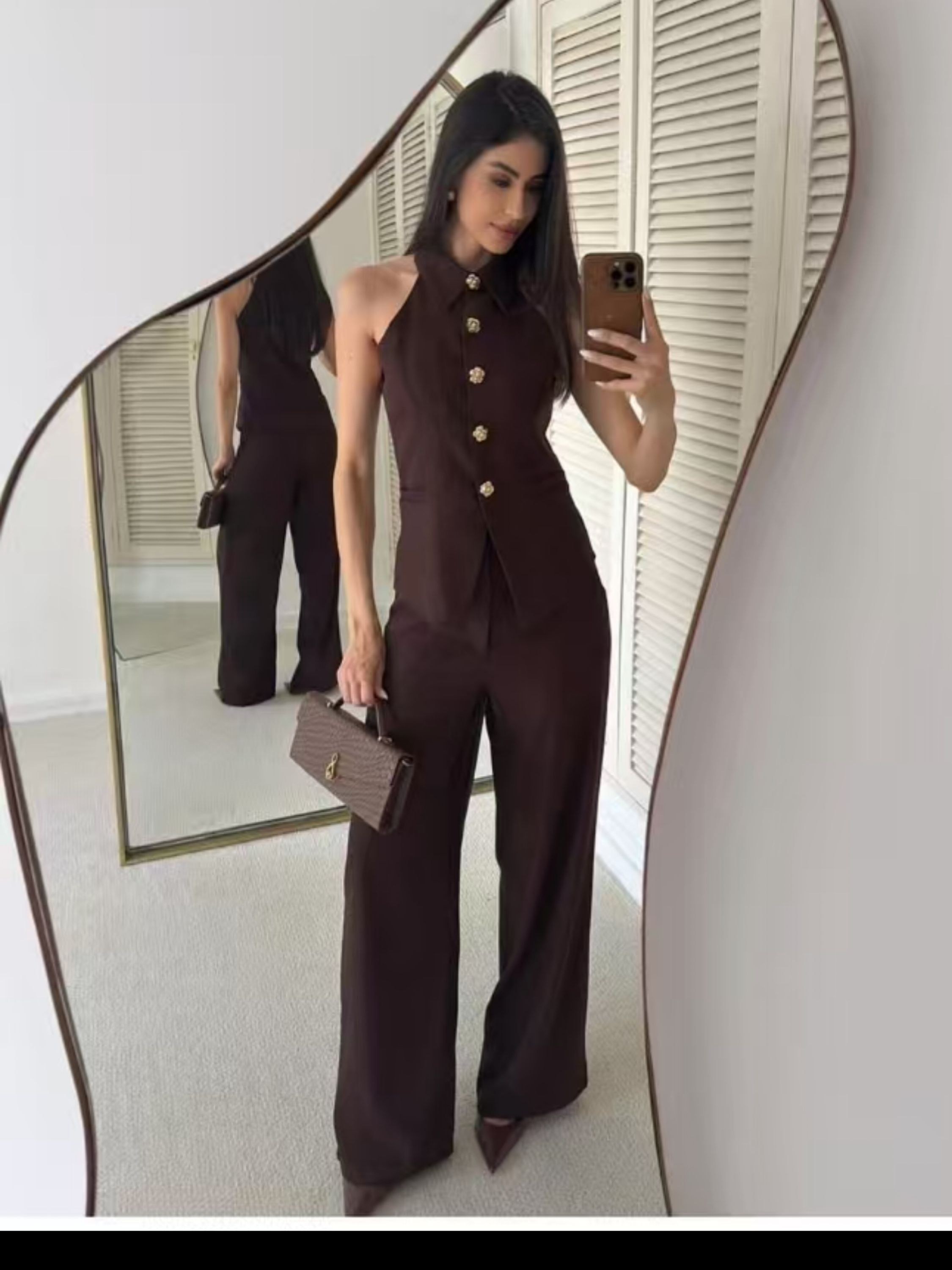 Conjunto blusa com calça pantalona