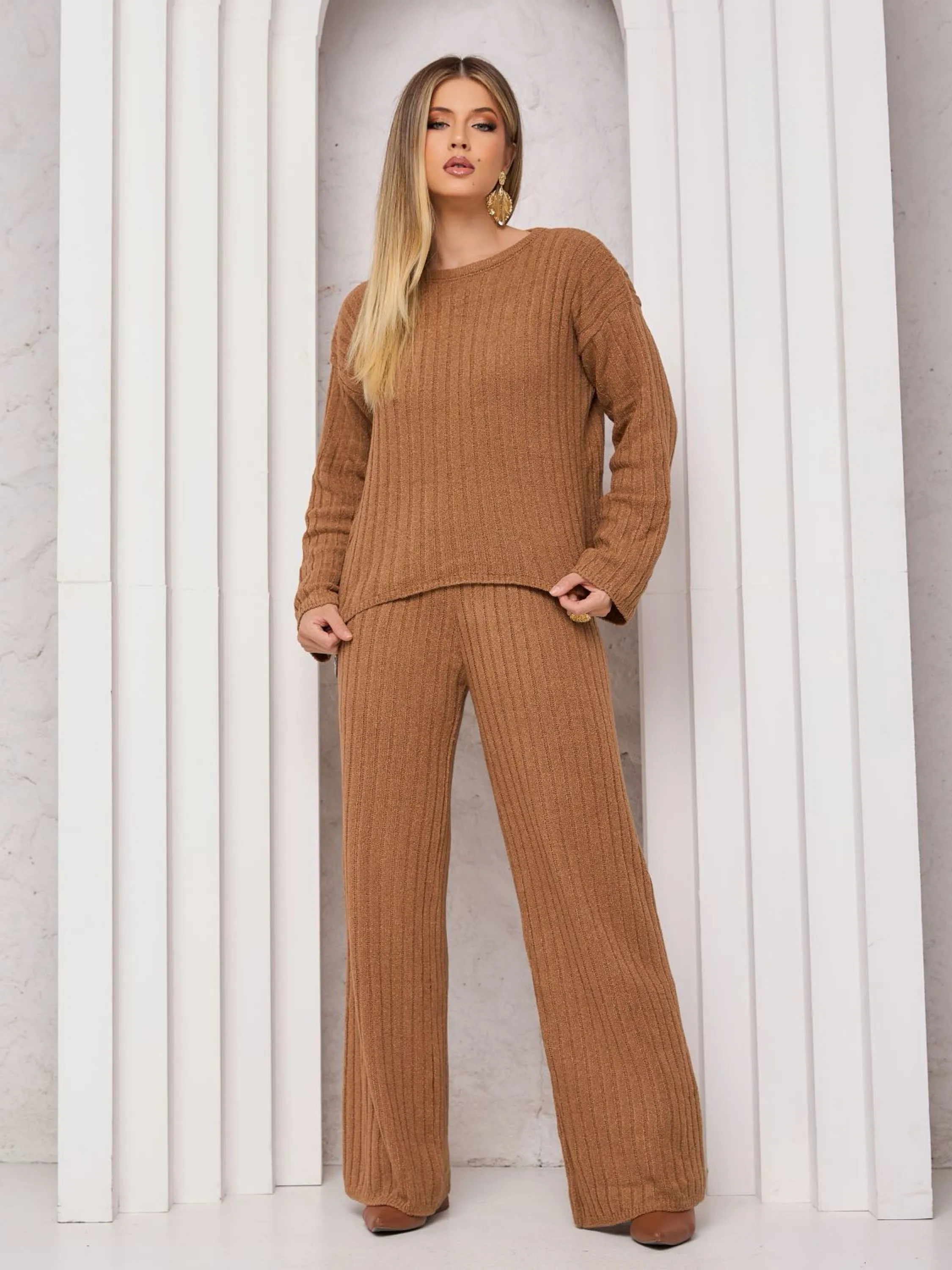 Conjunto Inverno Trico Calça e Blusa Frio Mousse Vanessa