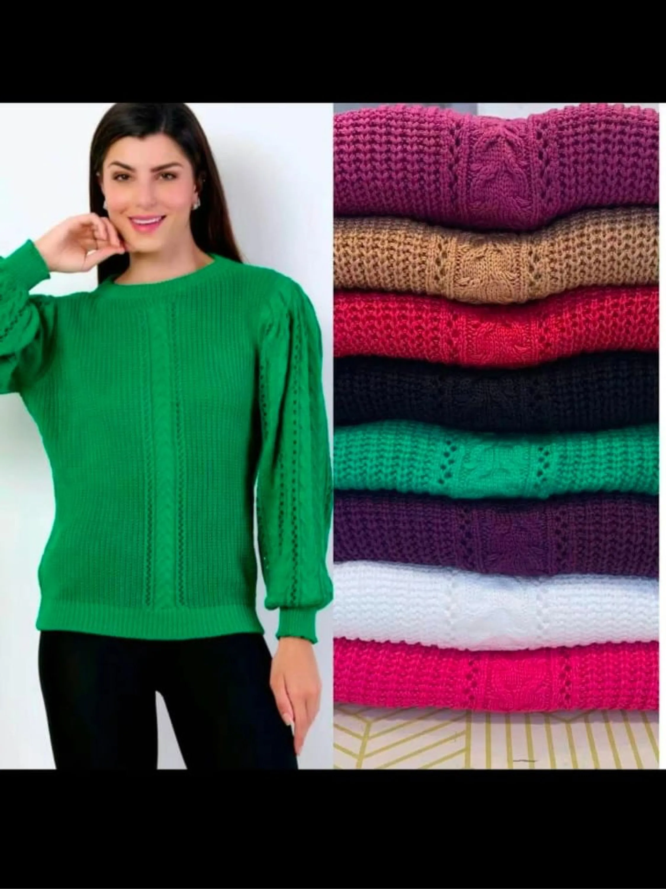 Blusa manga longa inverno Elisa linda moda