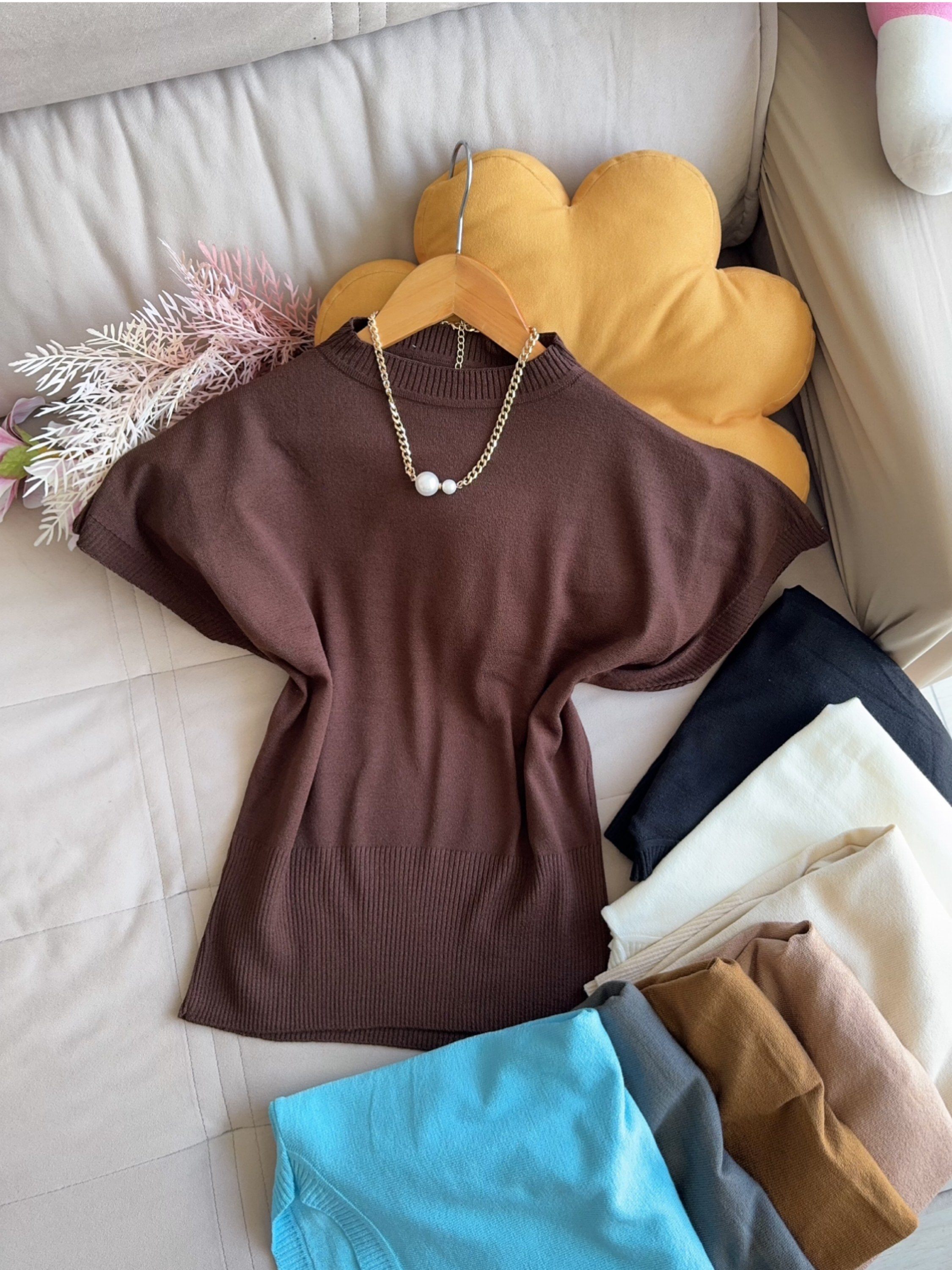 Blusa manga morcego Elisa linda moda