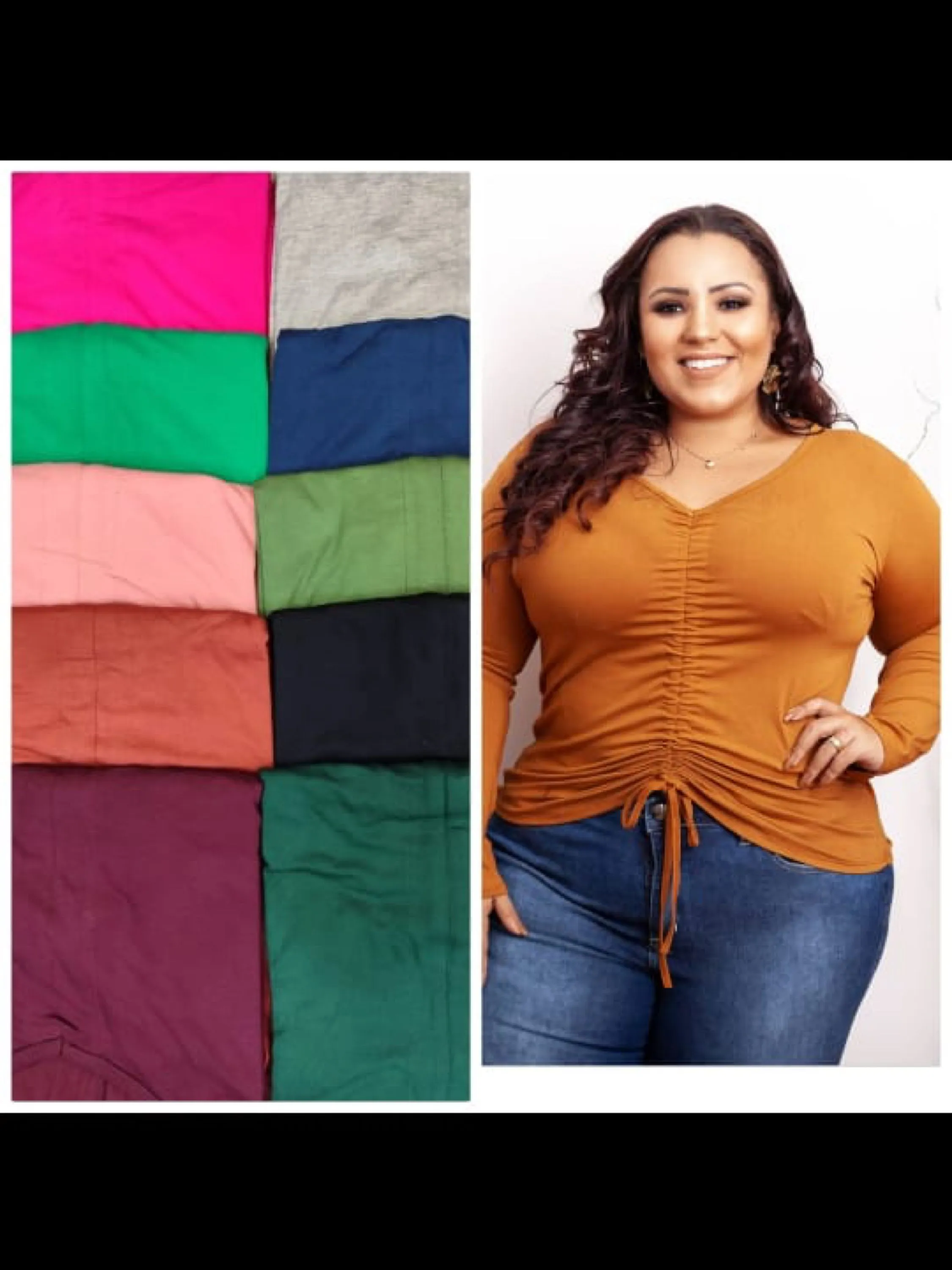 Plus size manga longa Elisa linda moda