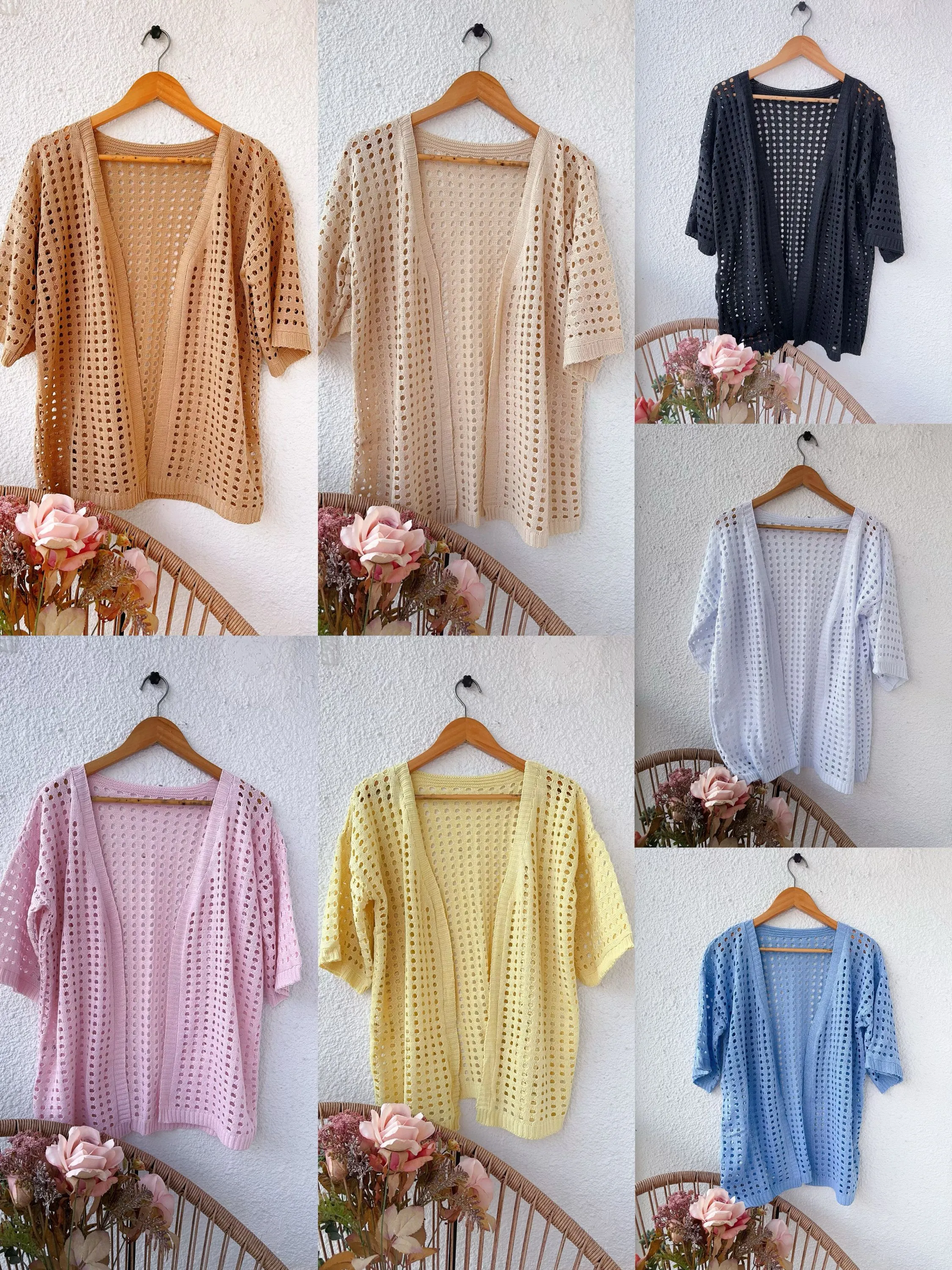 Kimono manga  curto tricô Elisa linda moda