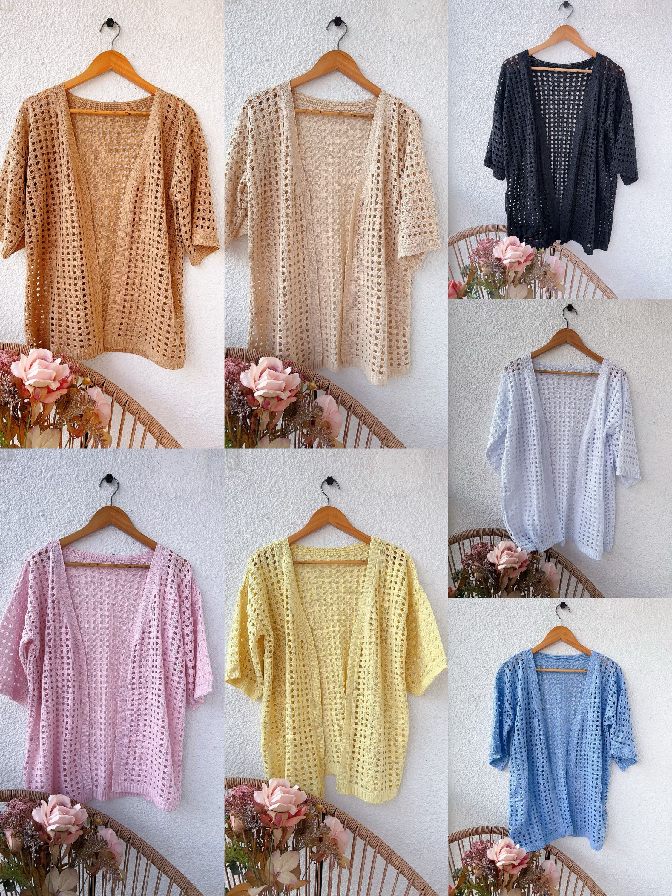 Kimono manga curto tricô Elisa linda moda