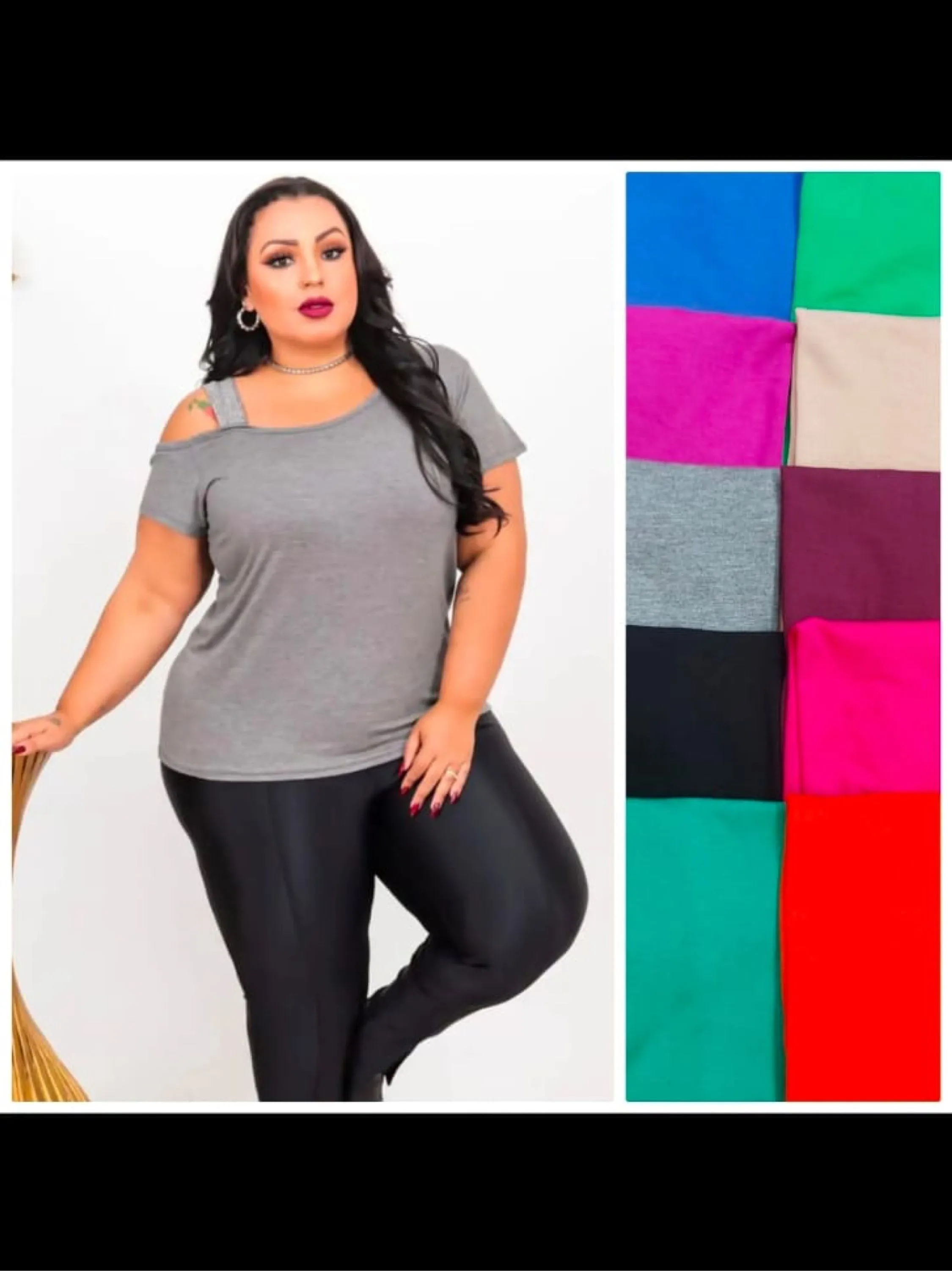 Blusa manga curta plus size Elisa linda moda