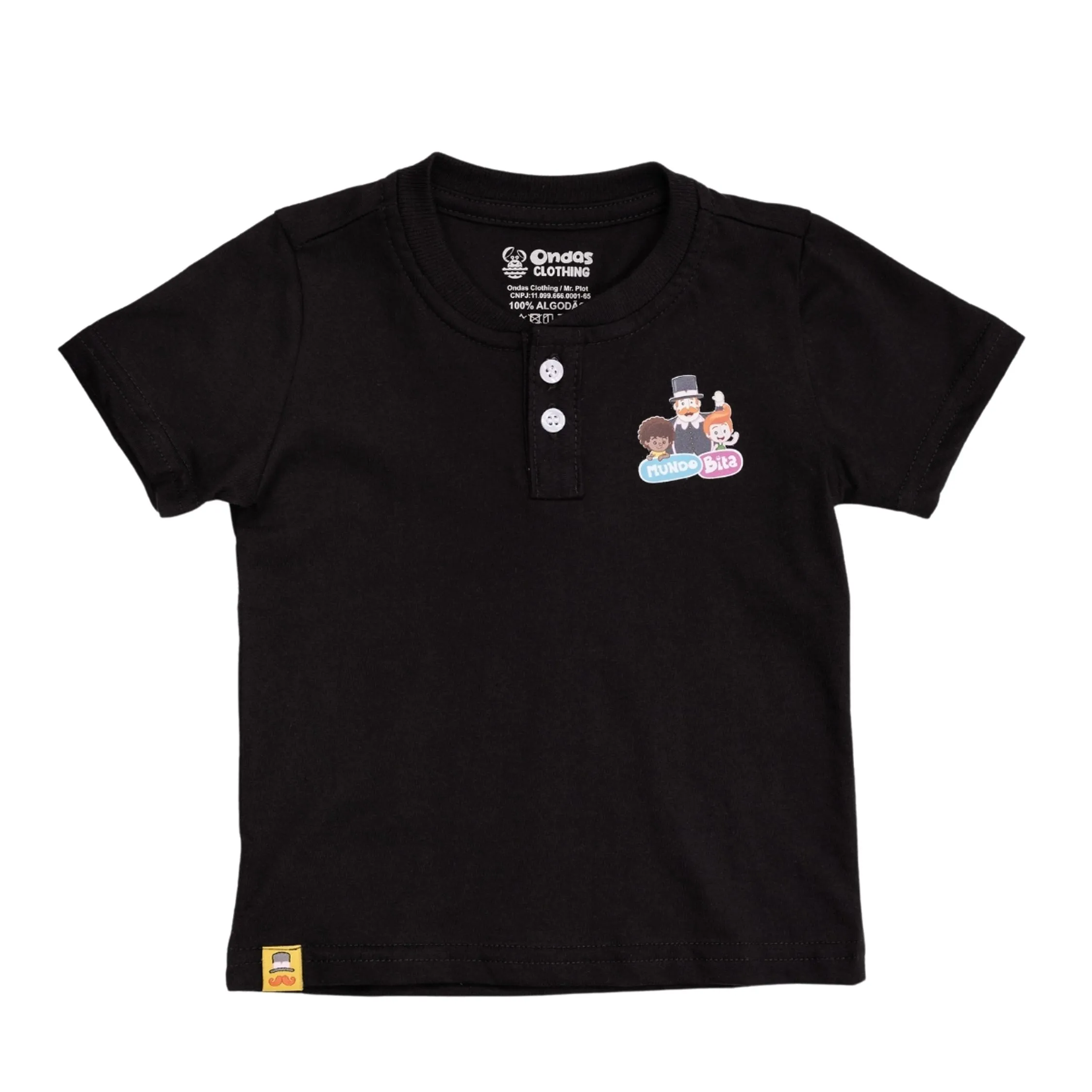 Camiseta Infantil Masculina Algodão Gola Padre Com Botões