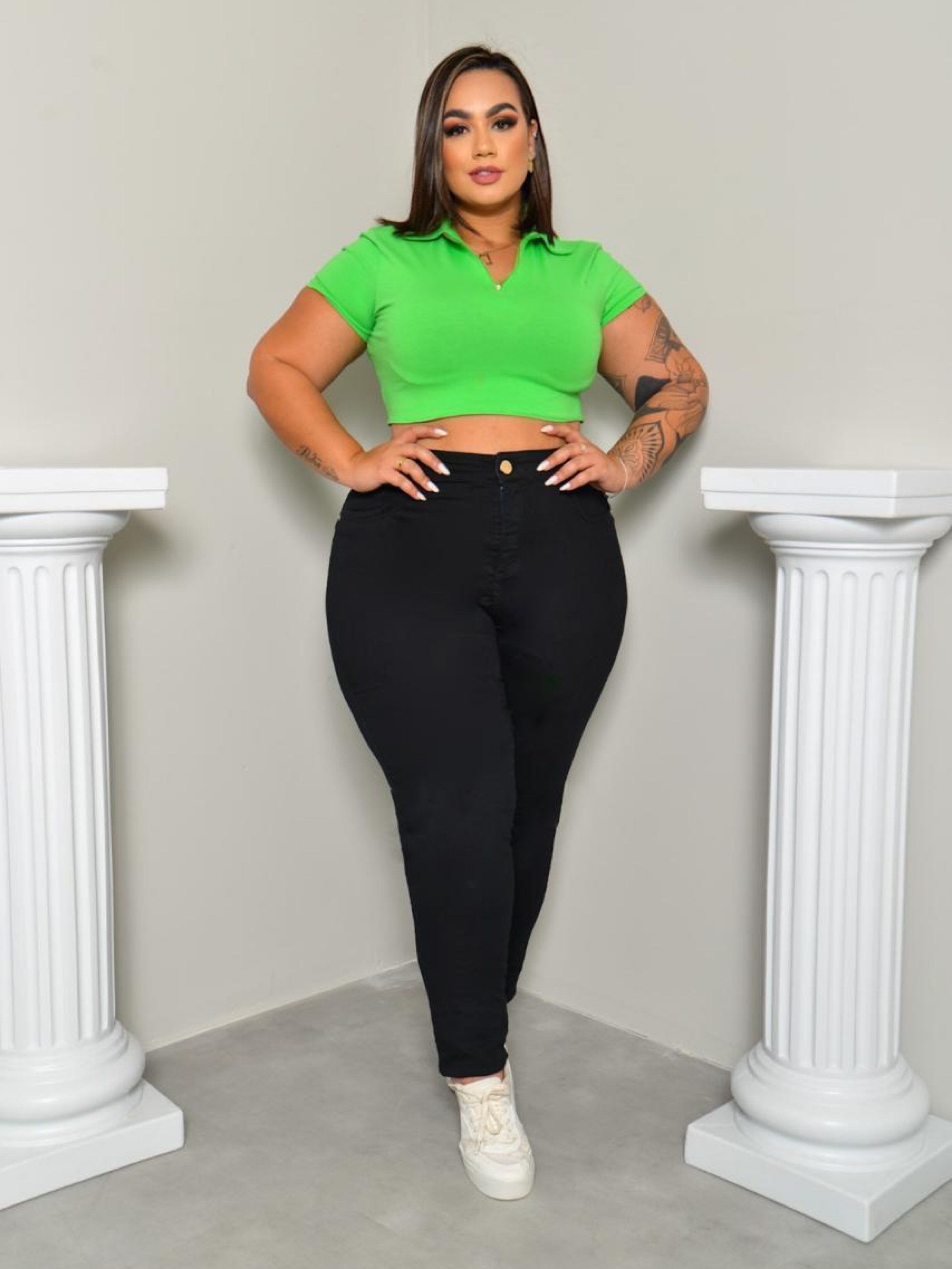 Calça com Lycra Preta - Plus Size