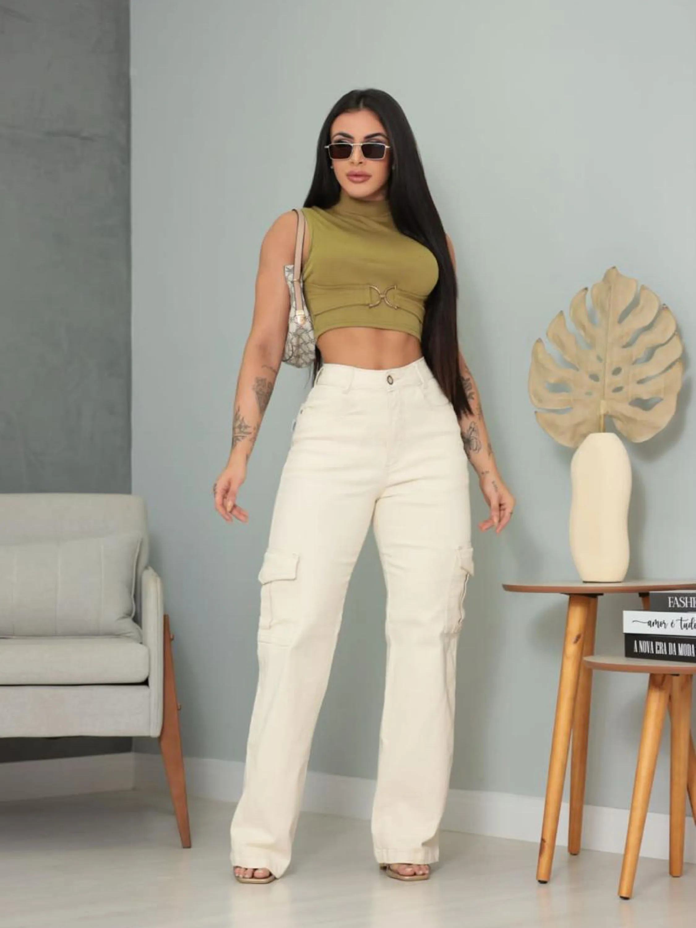 Wide Legue Cargo sem Lycra - Off White