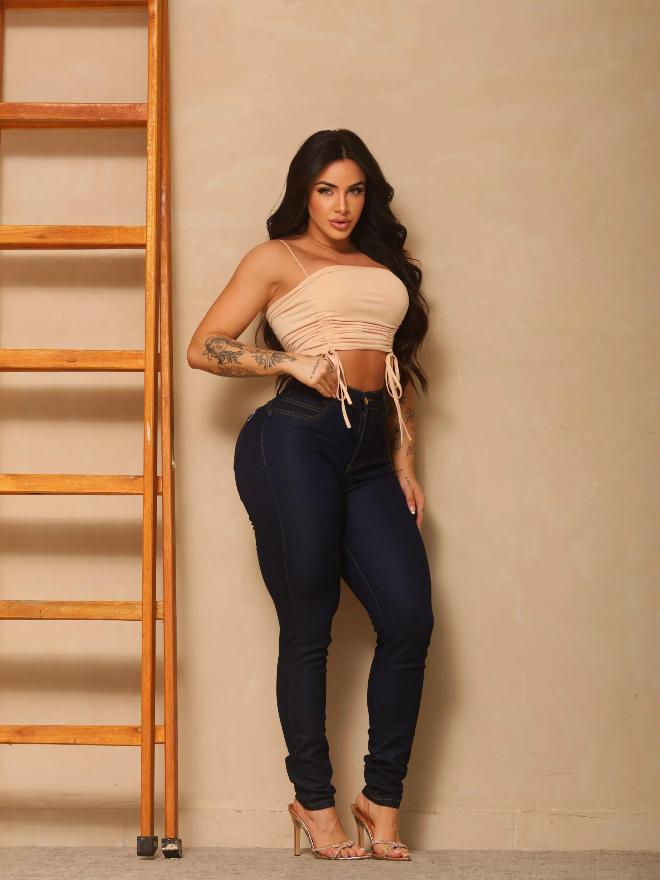 Calça Básica com Lycra - Azul