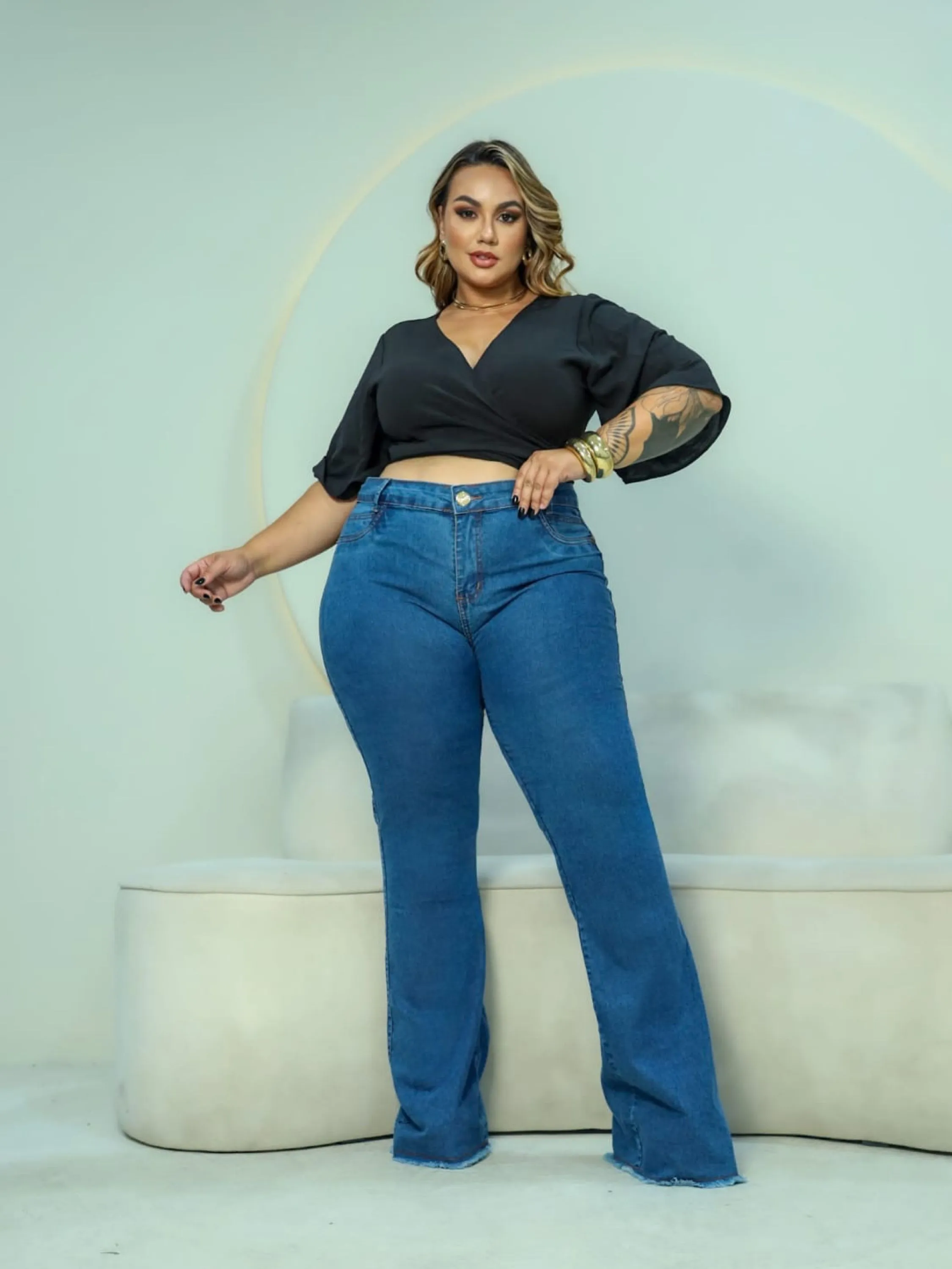 Calça Flare com Lycra - Plus Size