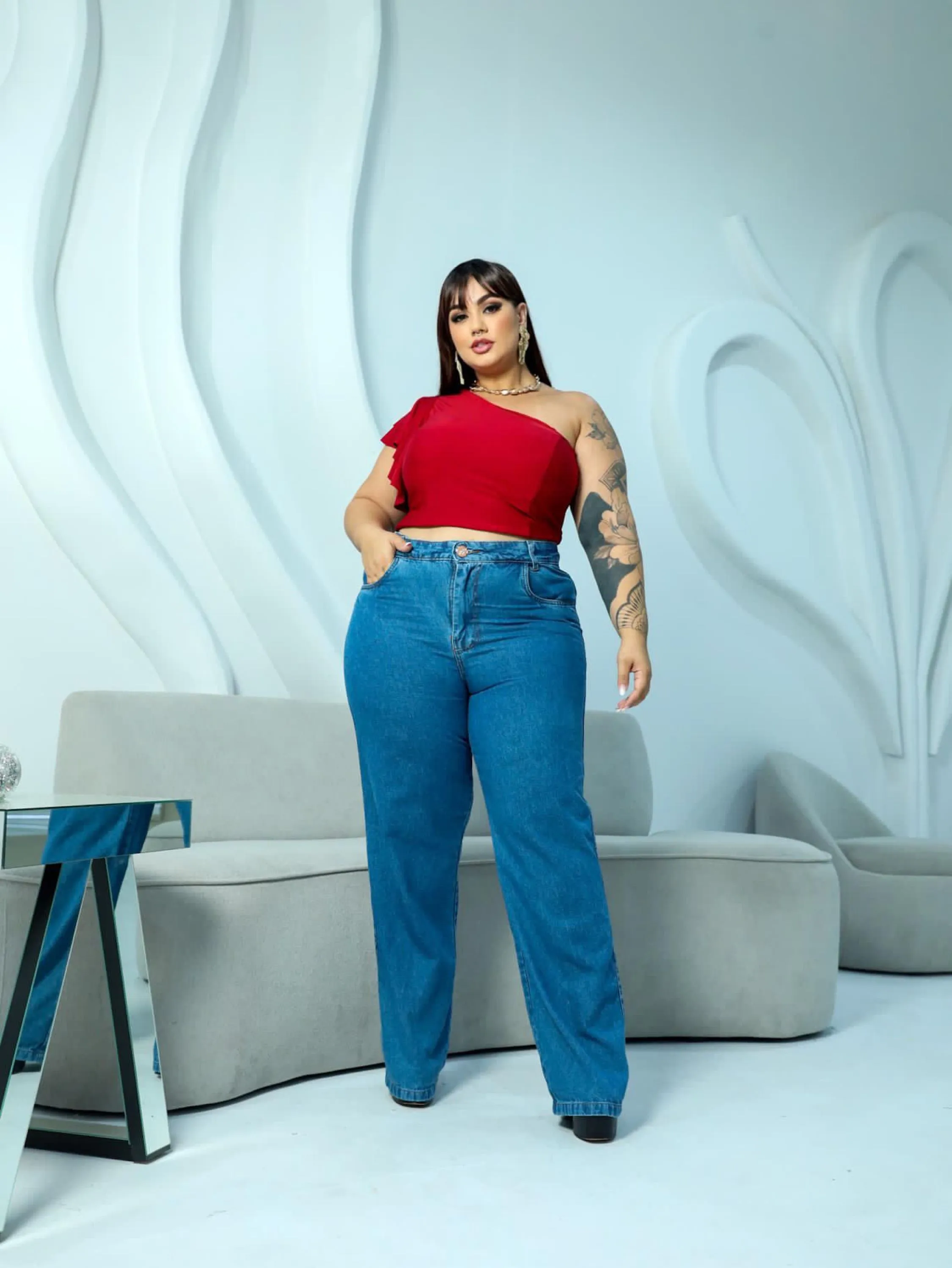 Calça Wide Legue Plus Size sem lycra