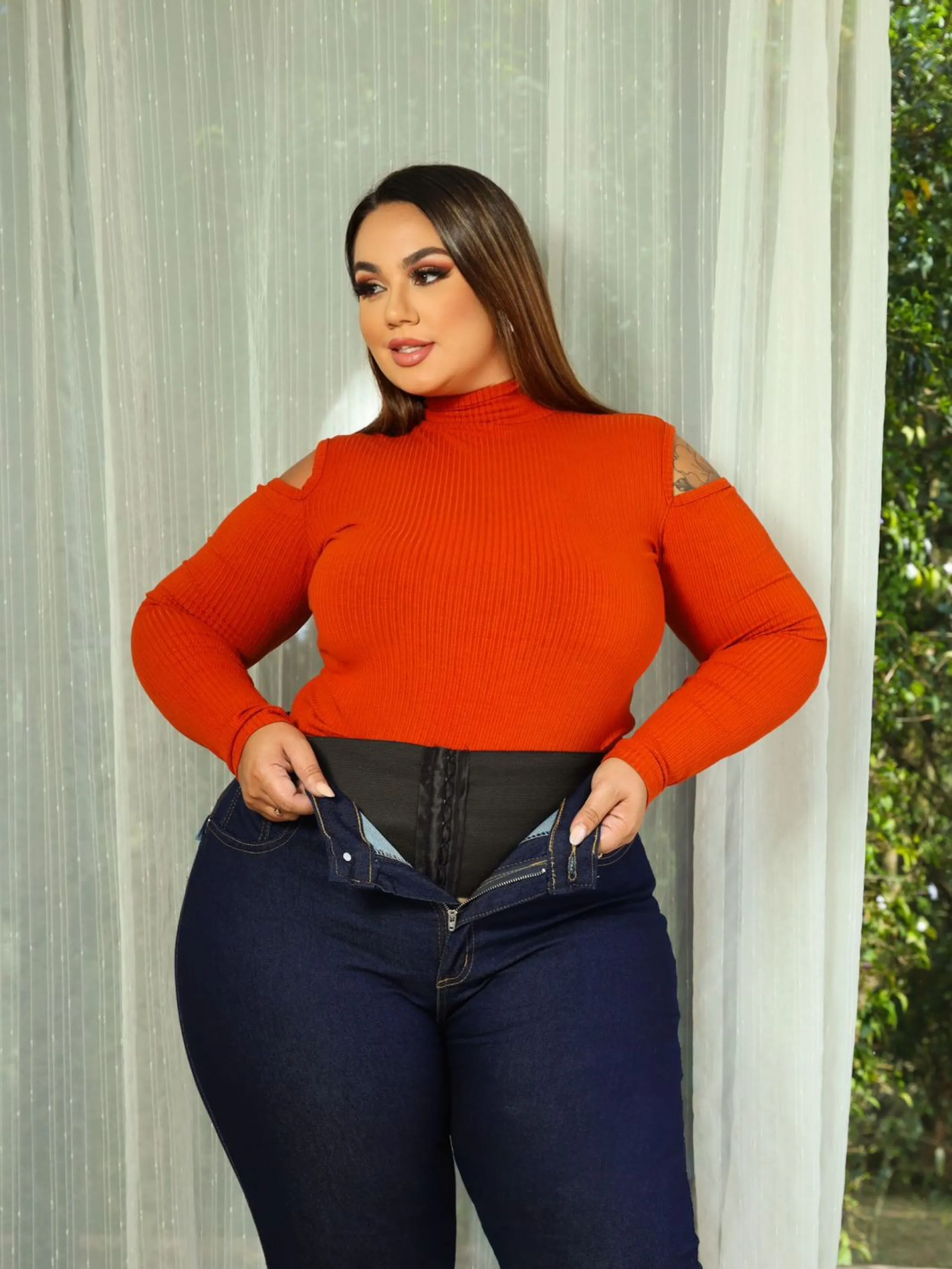 Calça Cinta Modeladora com Lycra - Azul