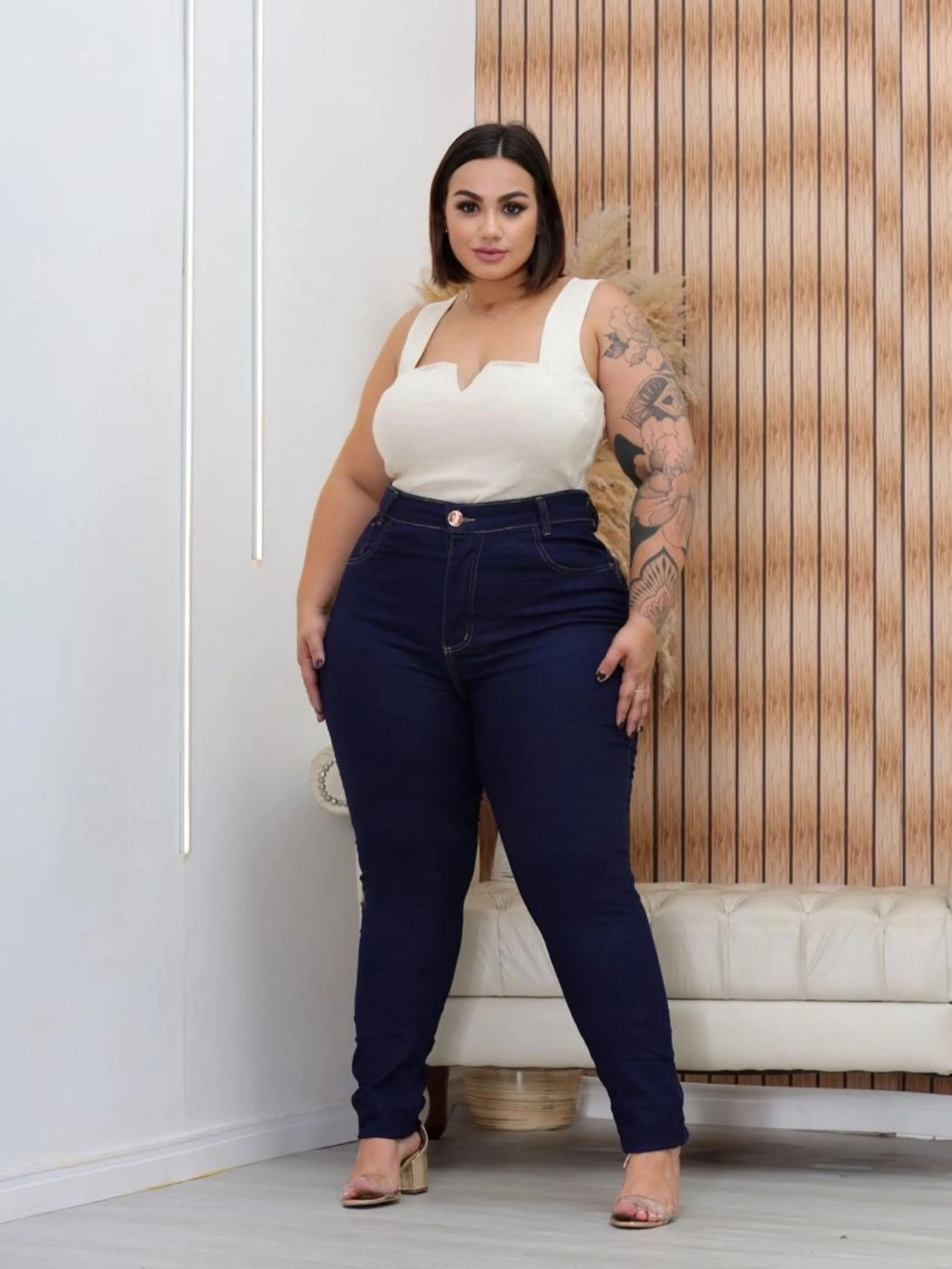 Calça Plus Size com Lycra - Azul