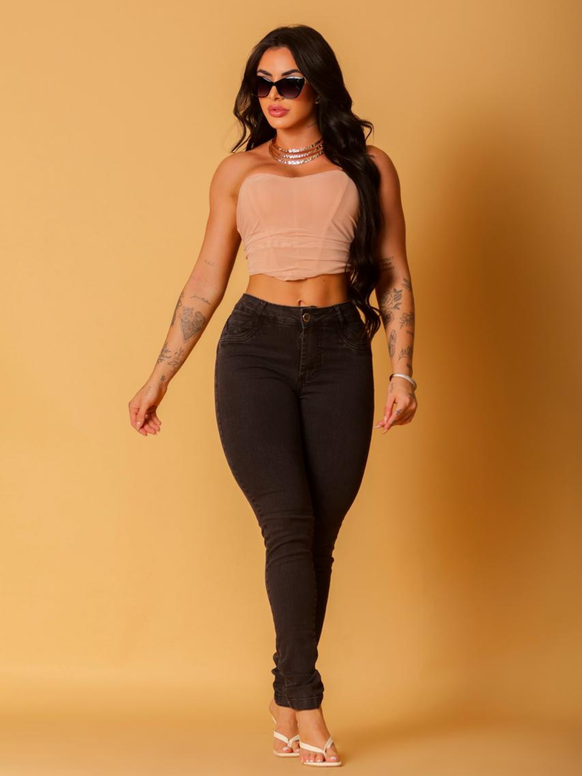 Calça com lycra  - Grafite