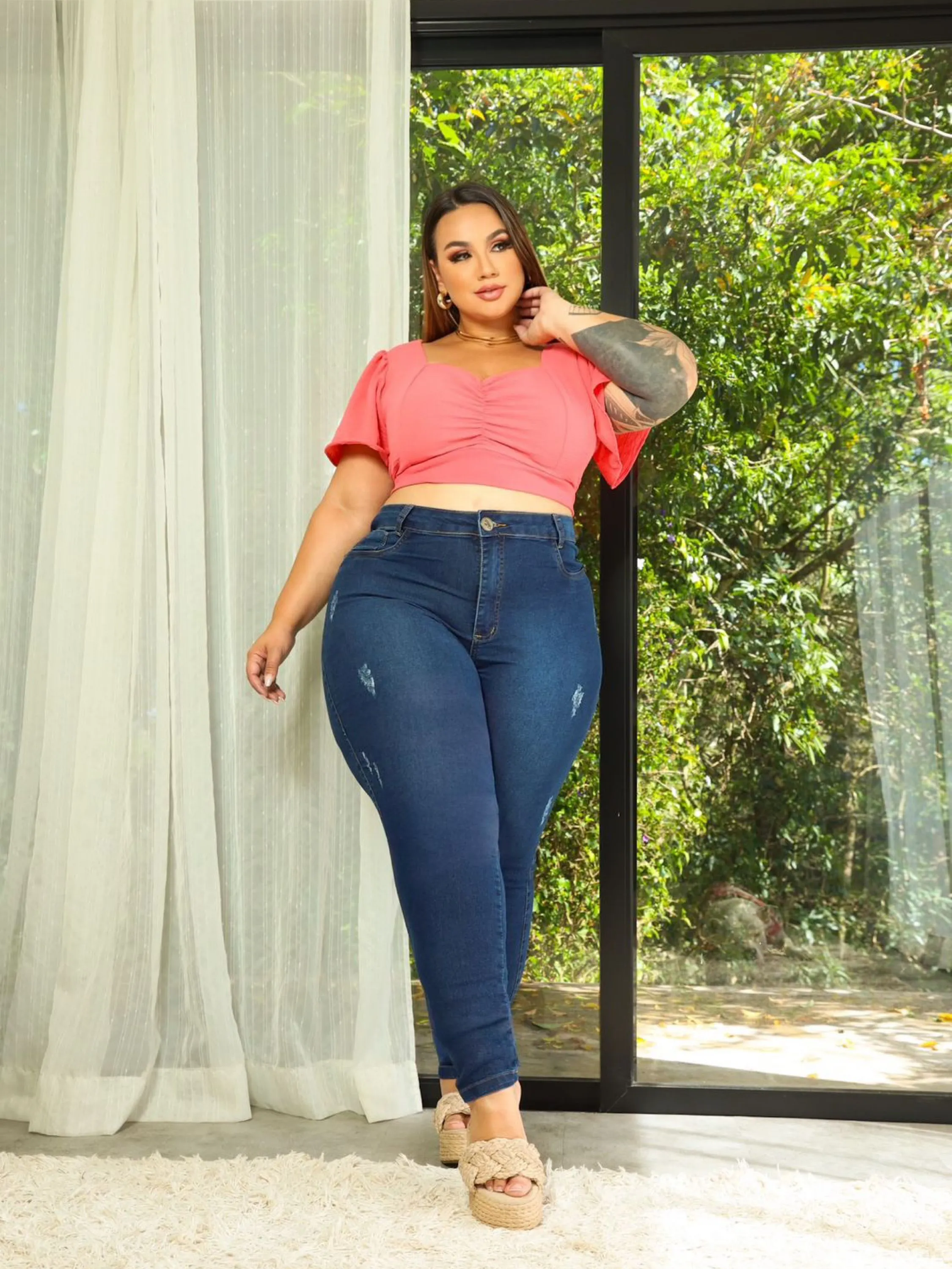 Calça Plus Size com Lycra - Puído