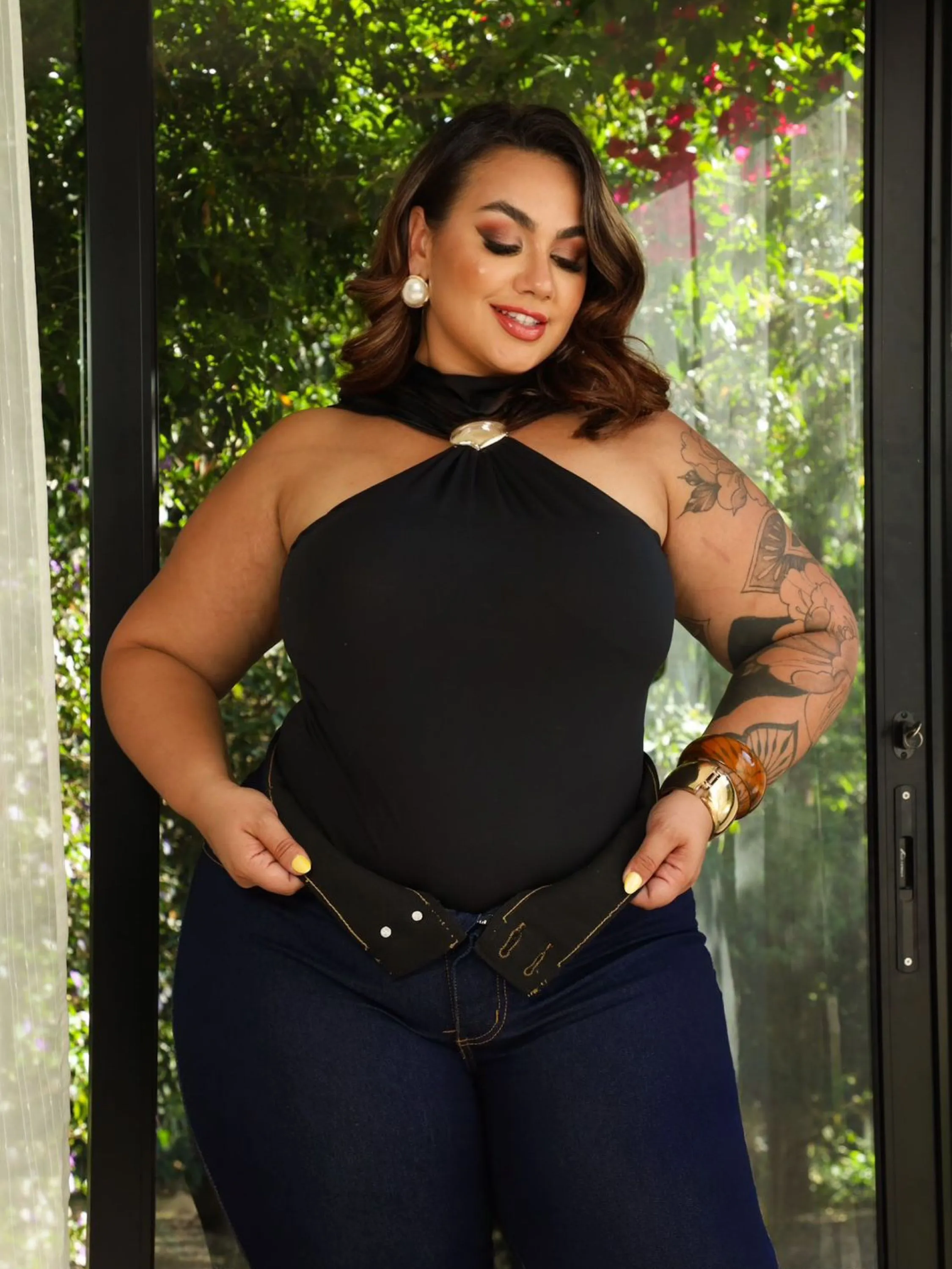 Calça Com Lycra Plus Size Cós Elástico