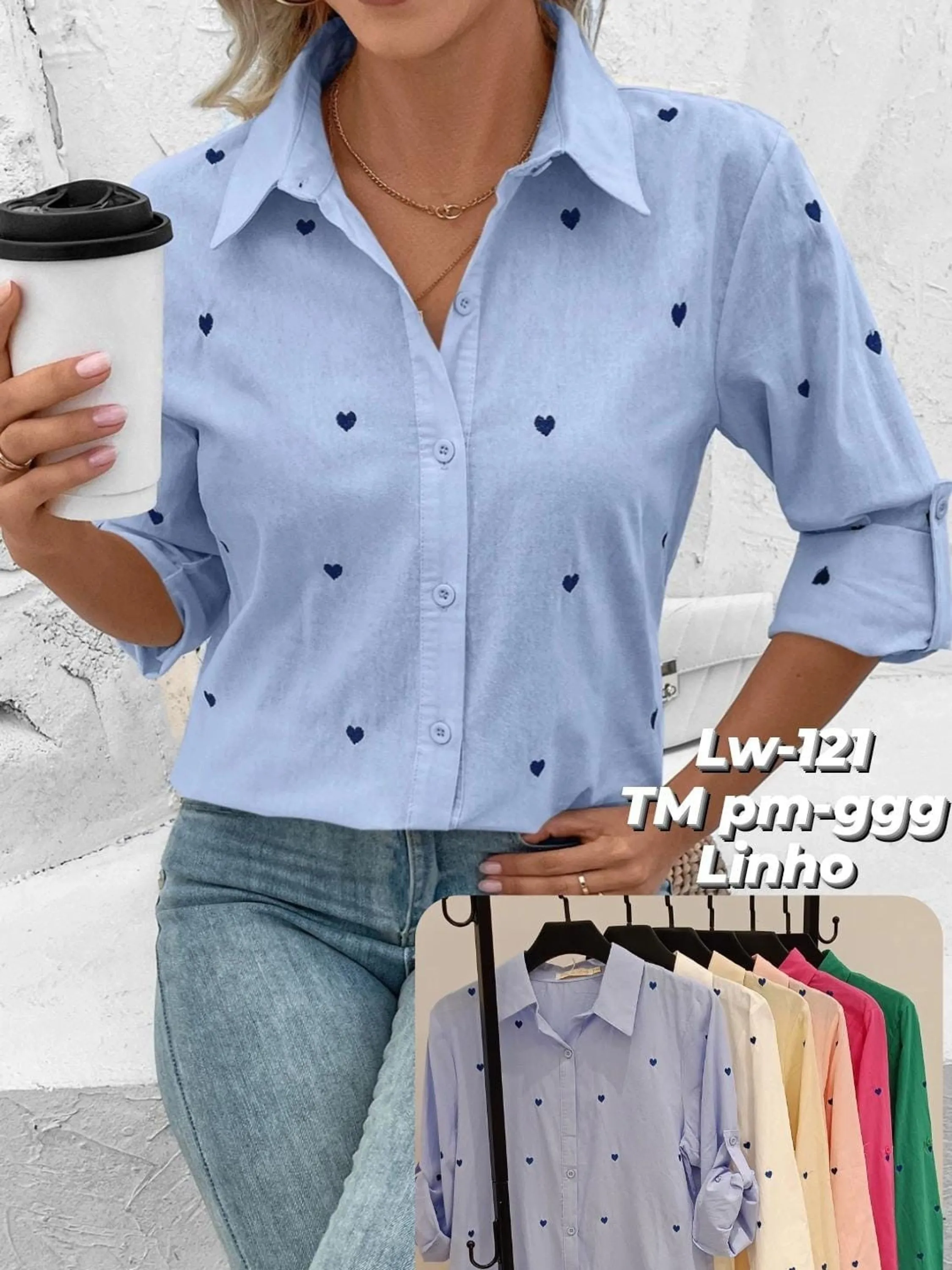 Camisas lisa de linho moda feminina