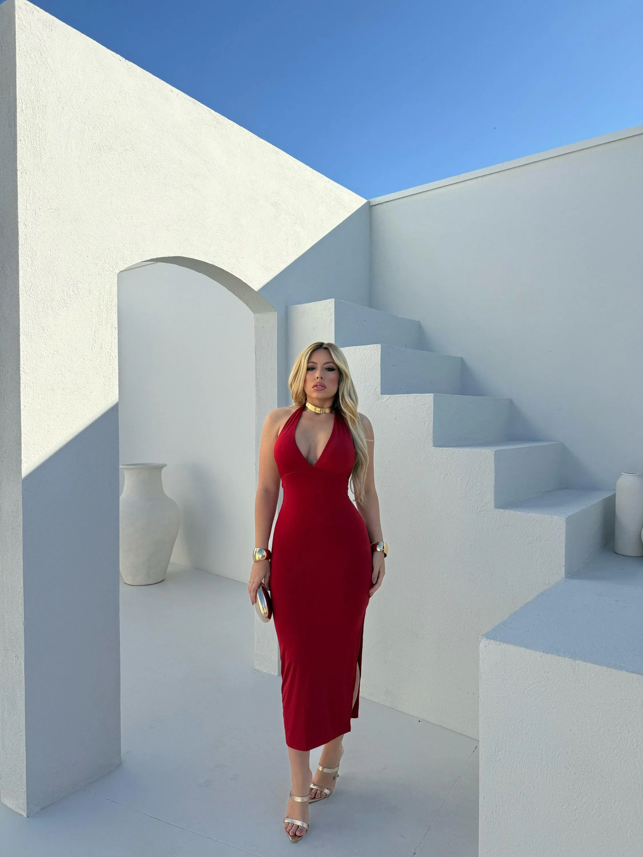 Vestido Midi Elegante com forro Suplex amarração Suplex
